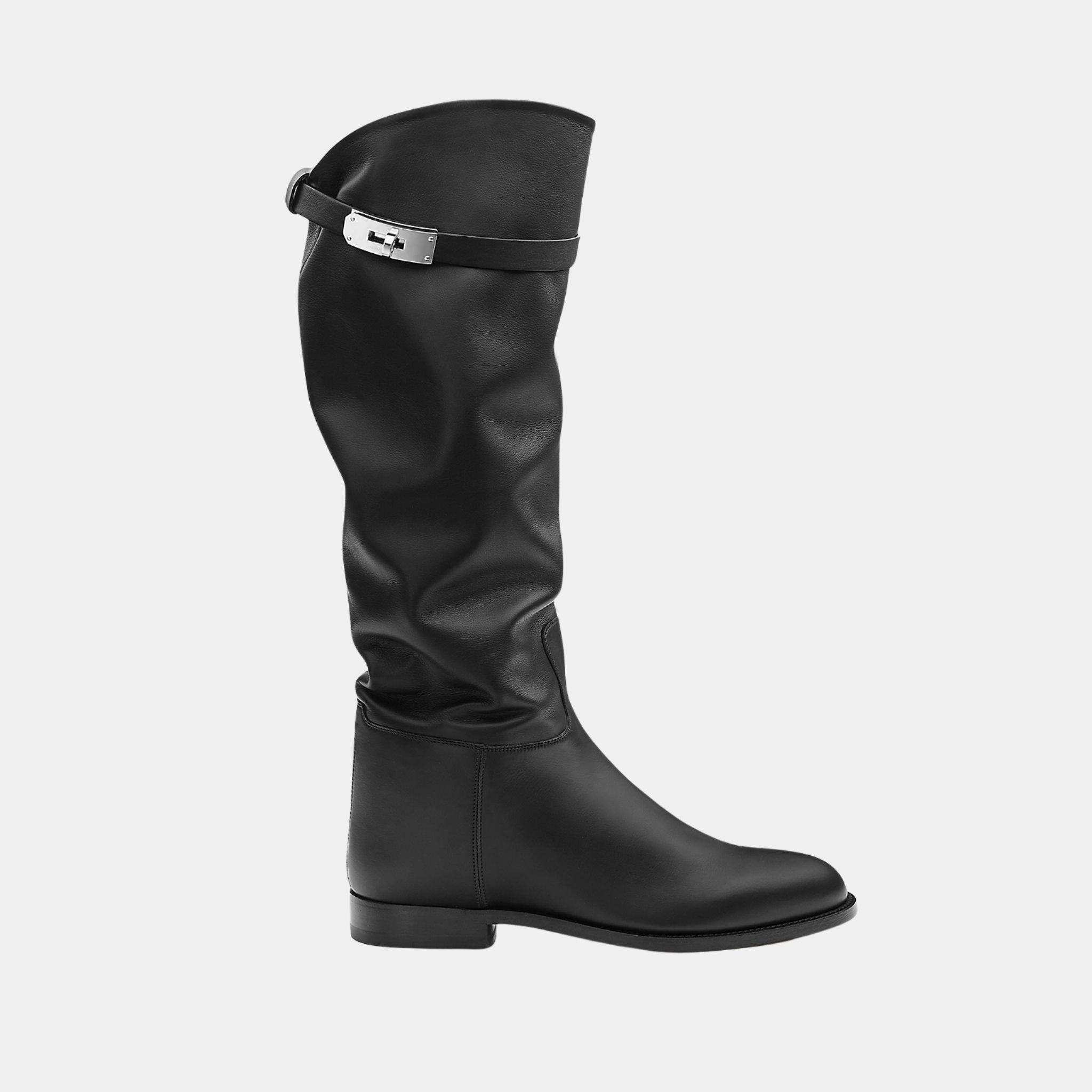 Hermes Jumping Boots in Supple Calfskin, Noir, Side