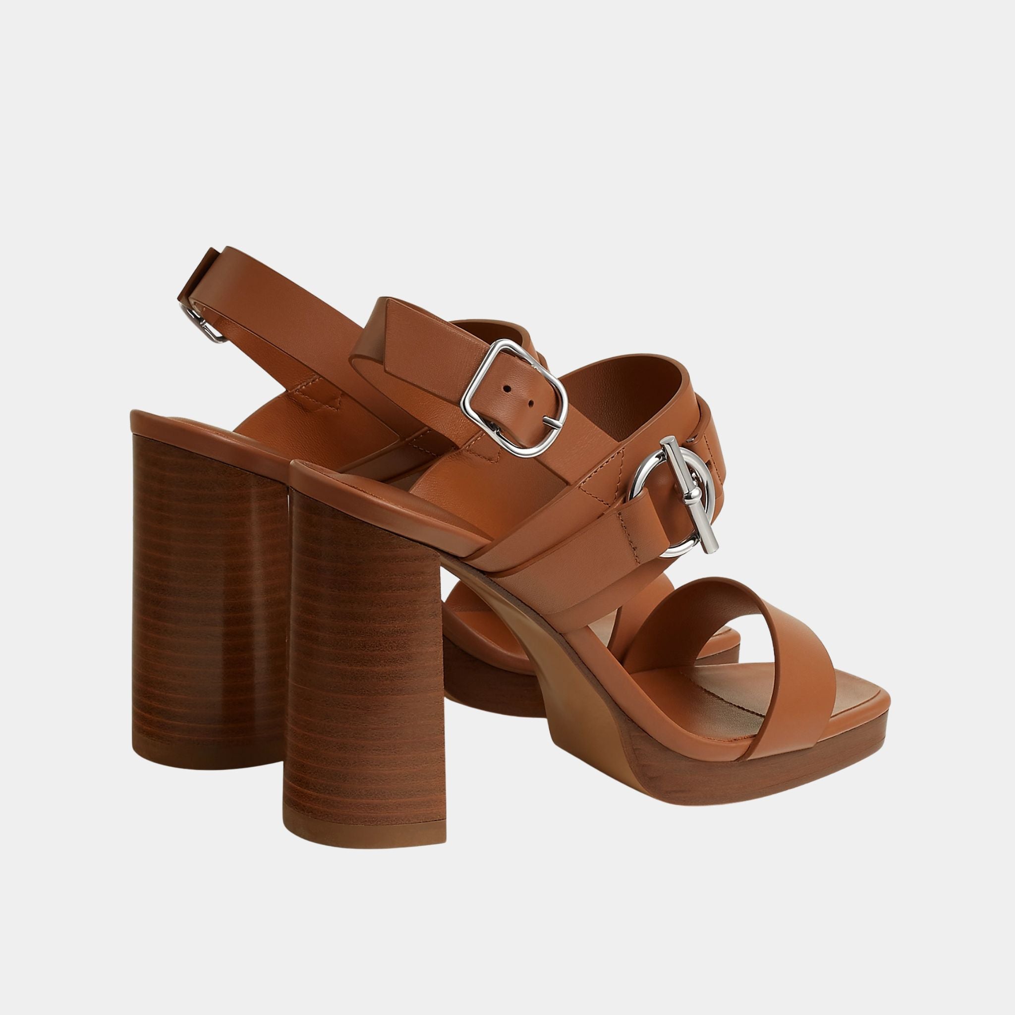 Hermes Keen 90 High Heel Sandal in Calfskin, Naturel, Back