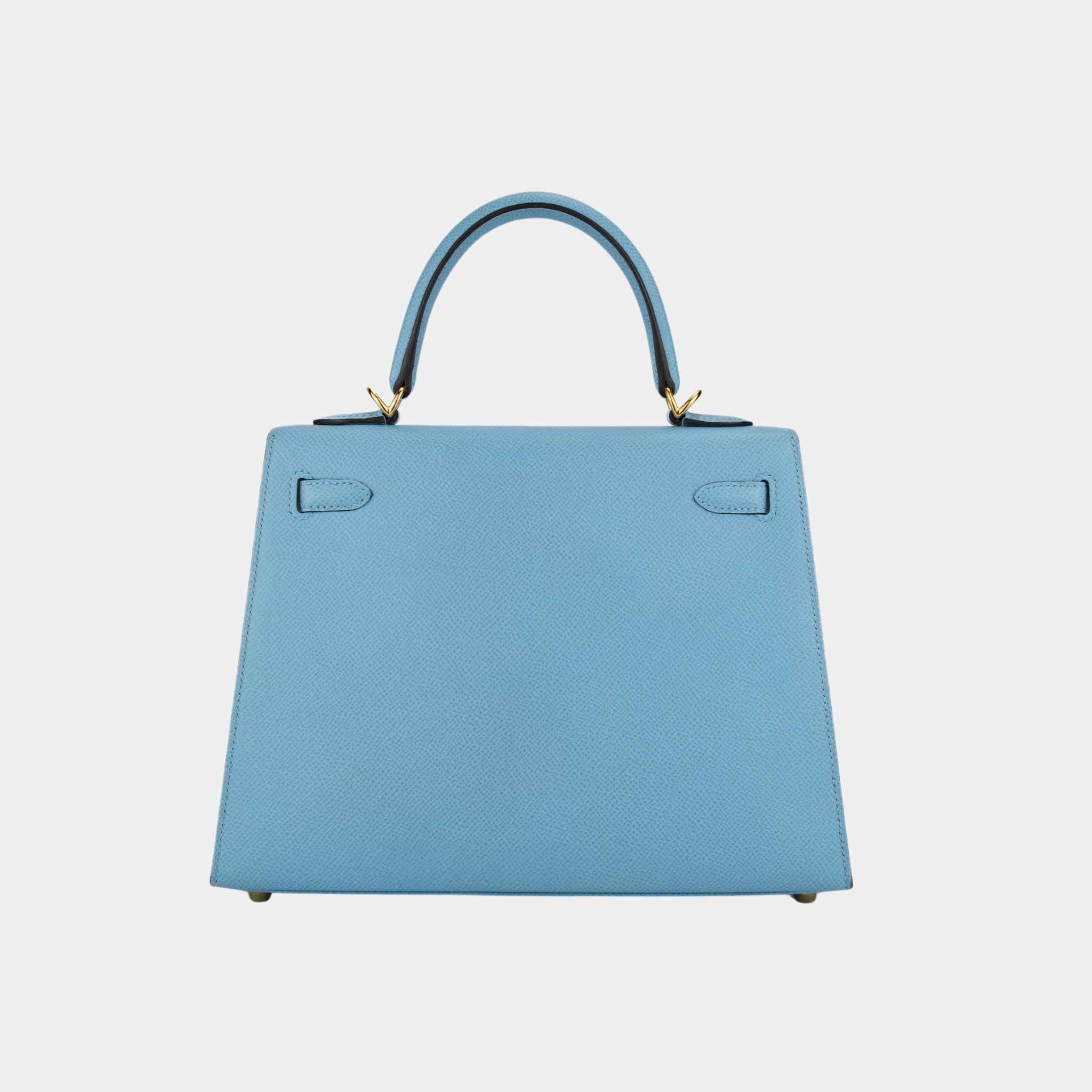 Hermes Kelly 25 Epsom Bleu Céleste GHW, Back