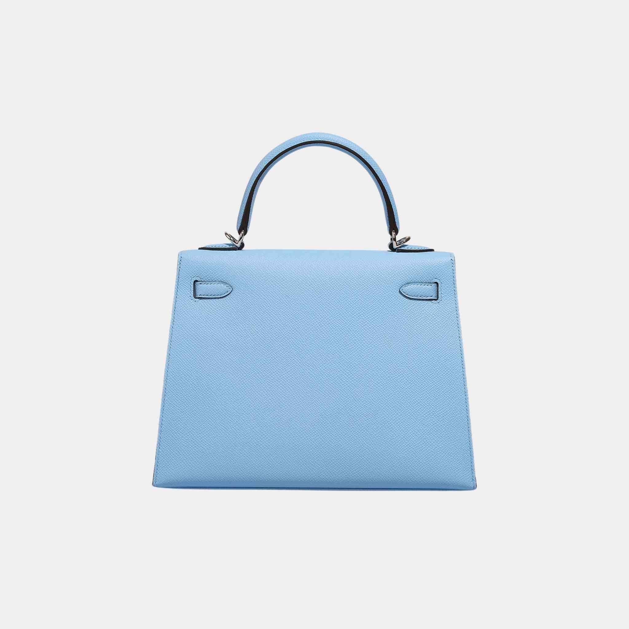 Hermes Kelly 25 Epsom Bleu Celeste PHW, Back