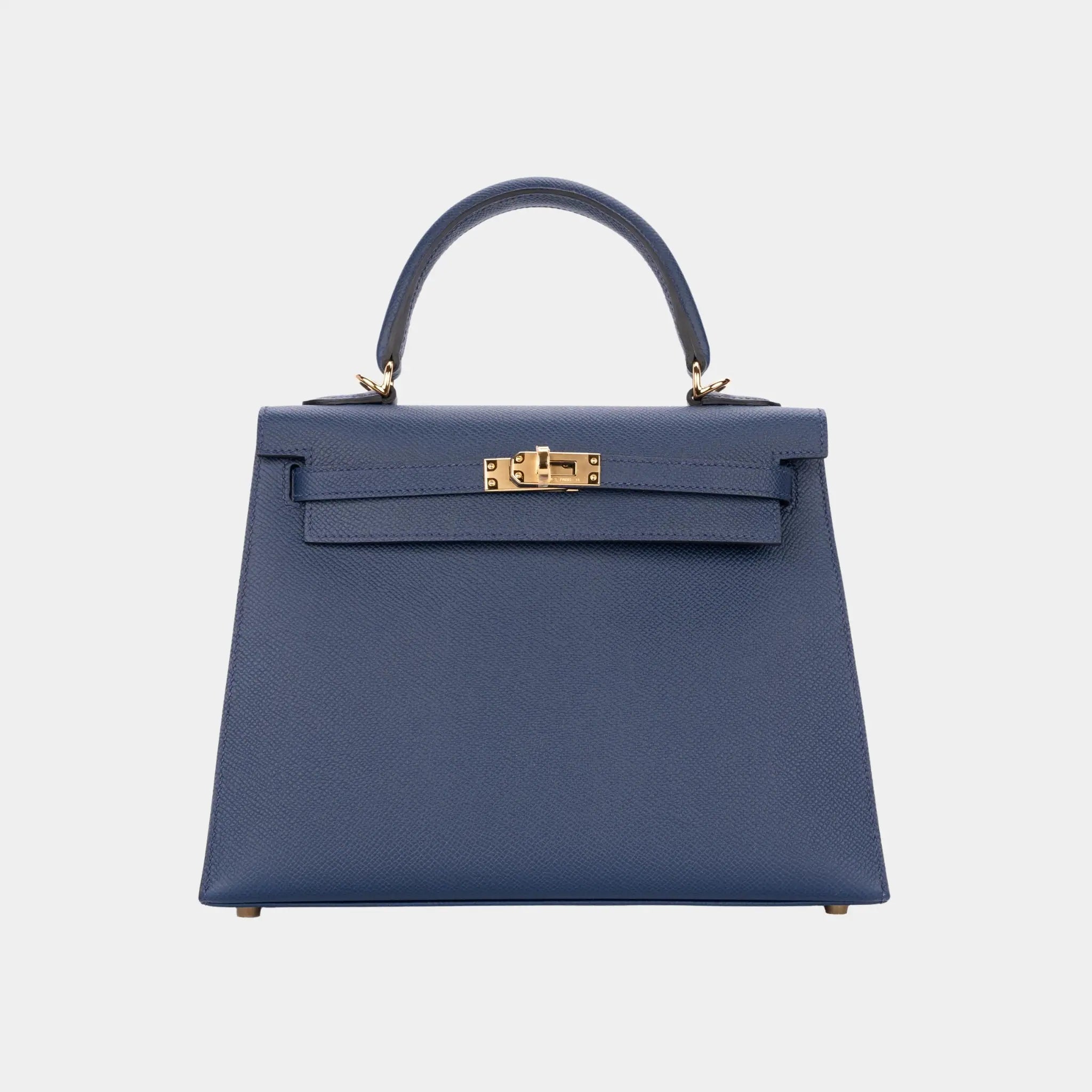 Hermes Kelly 25 Epsom Bleu Navy GHW, Front