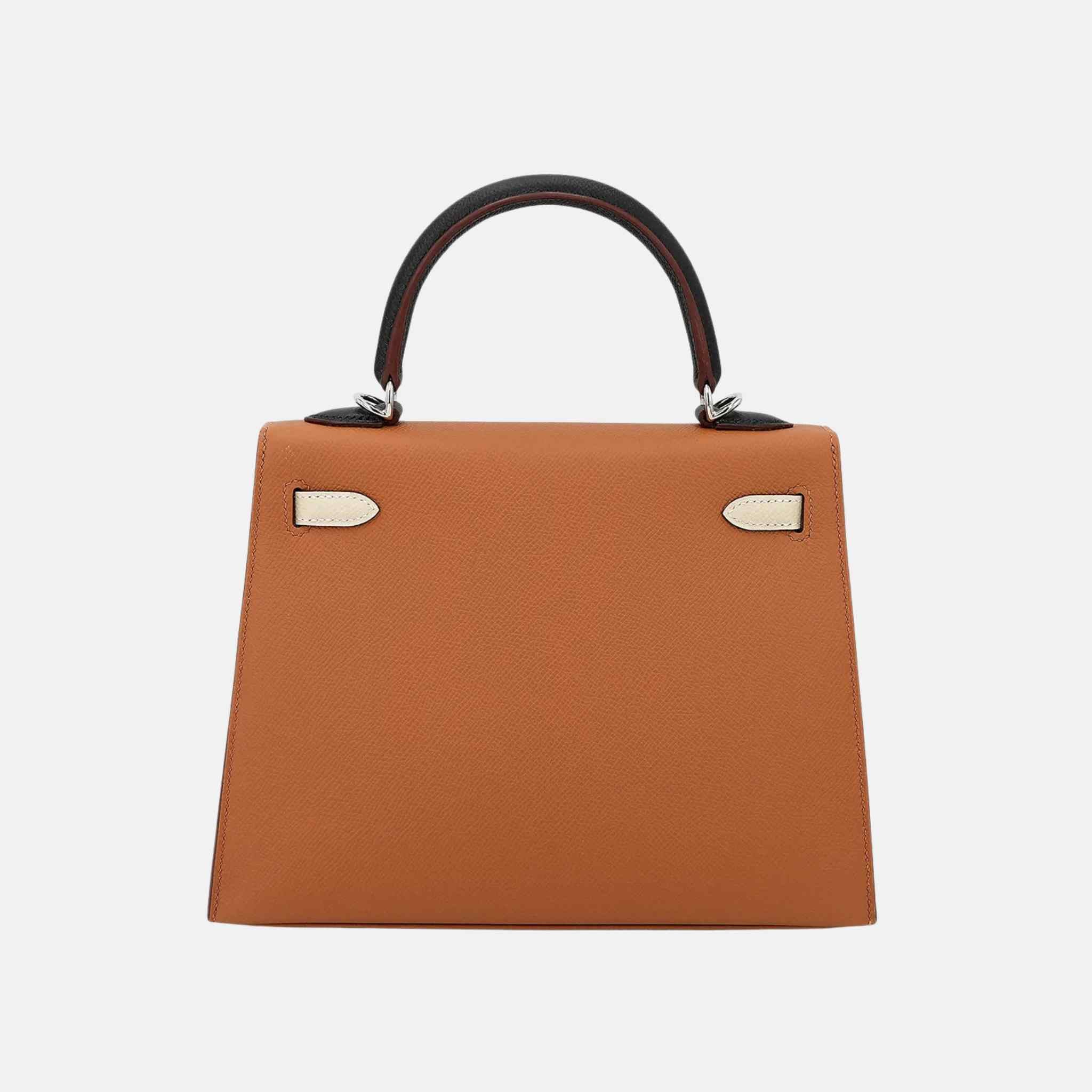 Hermes Kelly 25 Epsom Gold/Craie/Black/Bleu Saphir PHW, Back