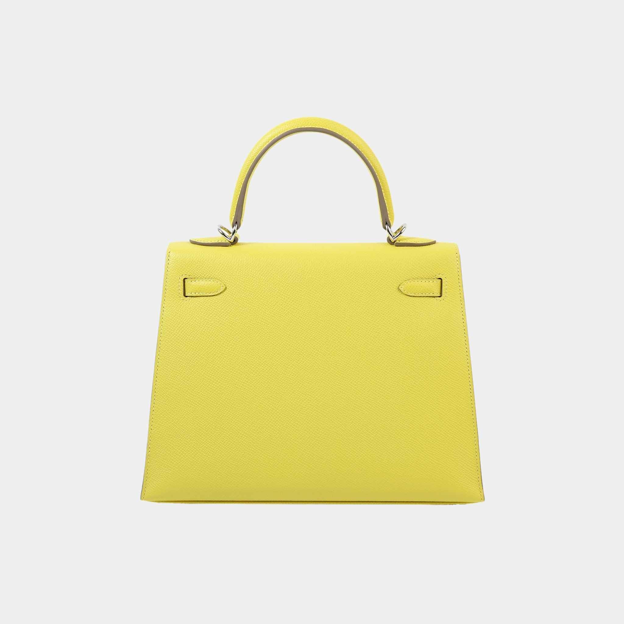 Hermes Kelly 25 Epsom Lime PHW, Back