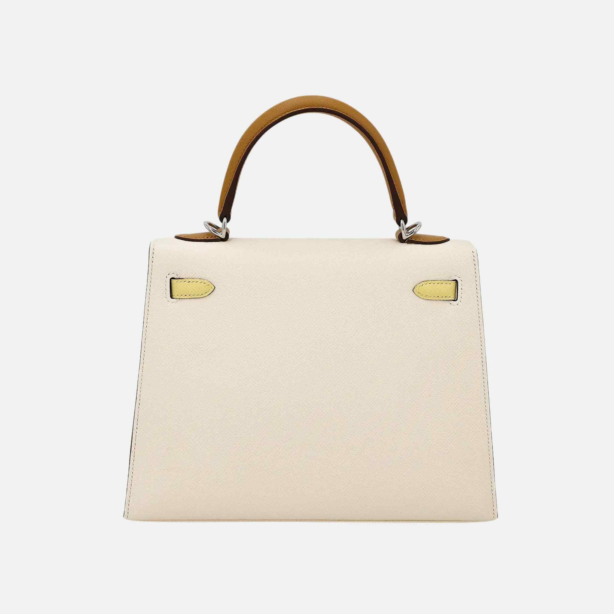 Hermes Kelly 25 Espom Nata/Jaune Poussin/Sesame PHW, Back