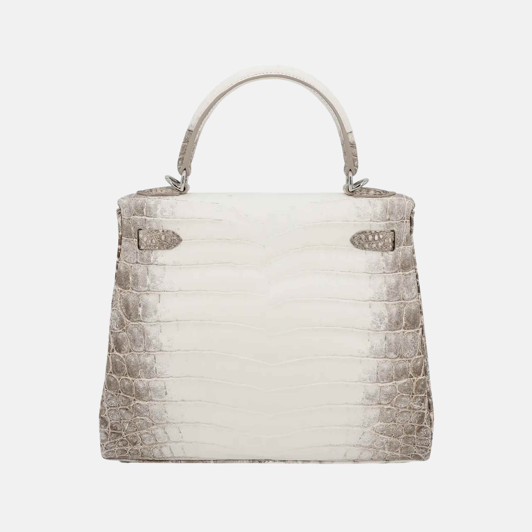 Hermes Kelly 25 Matte Niloticus Crocodile Himalaya PHW, Back
