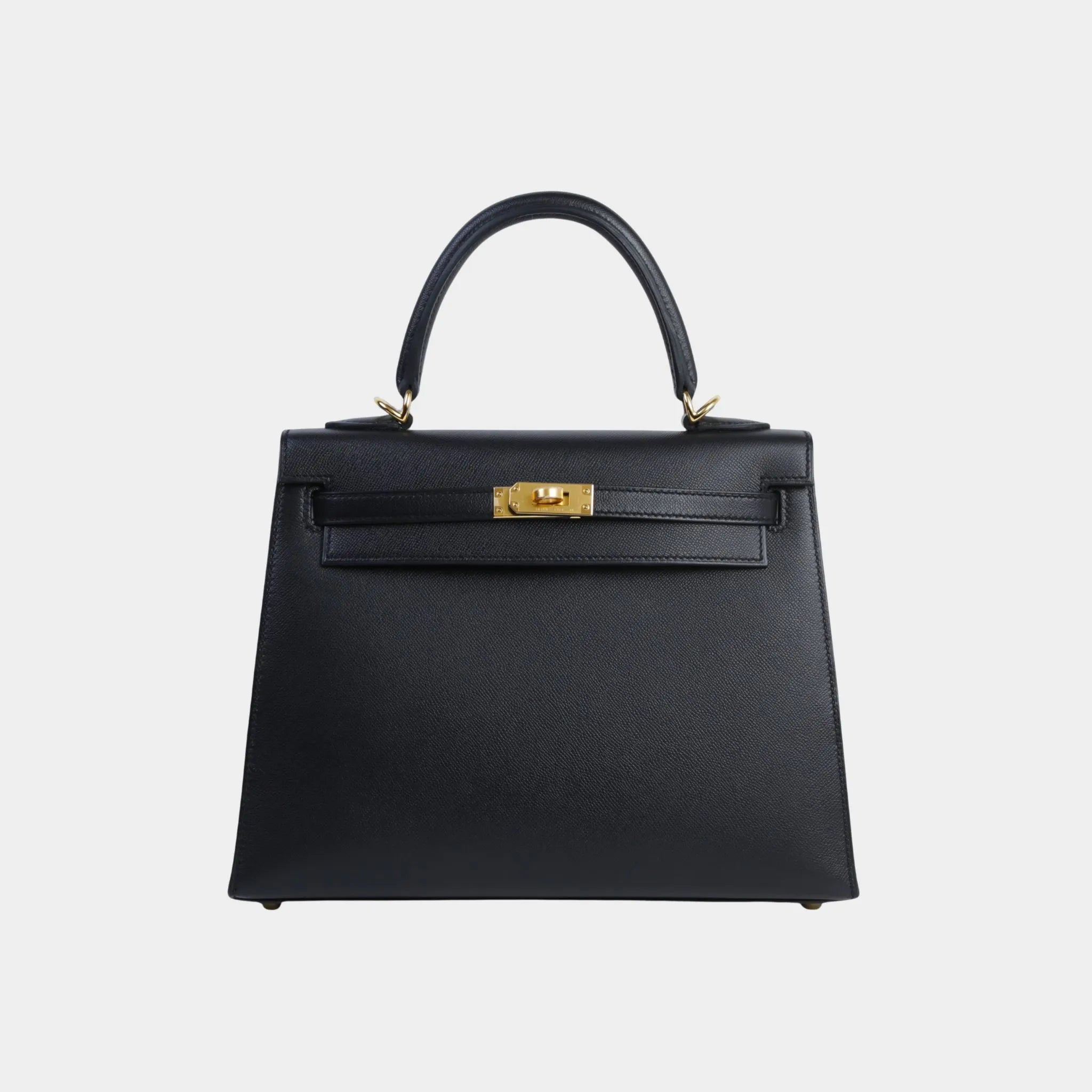 Kelly 25 Madame Black/Gris Misty GHW, Front