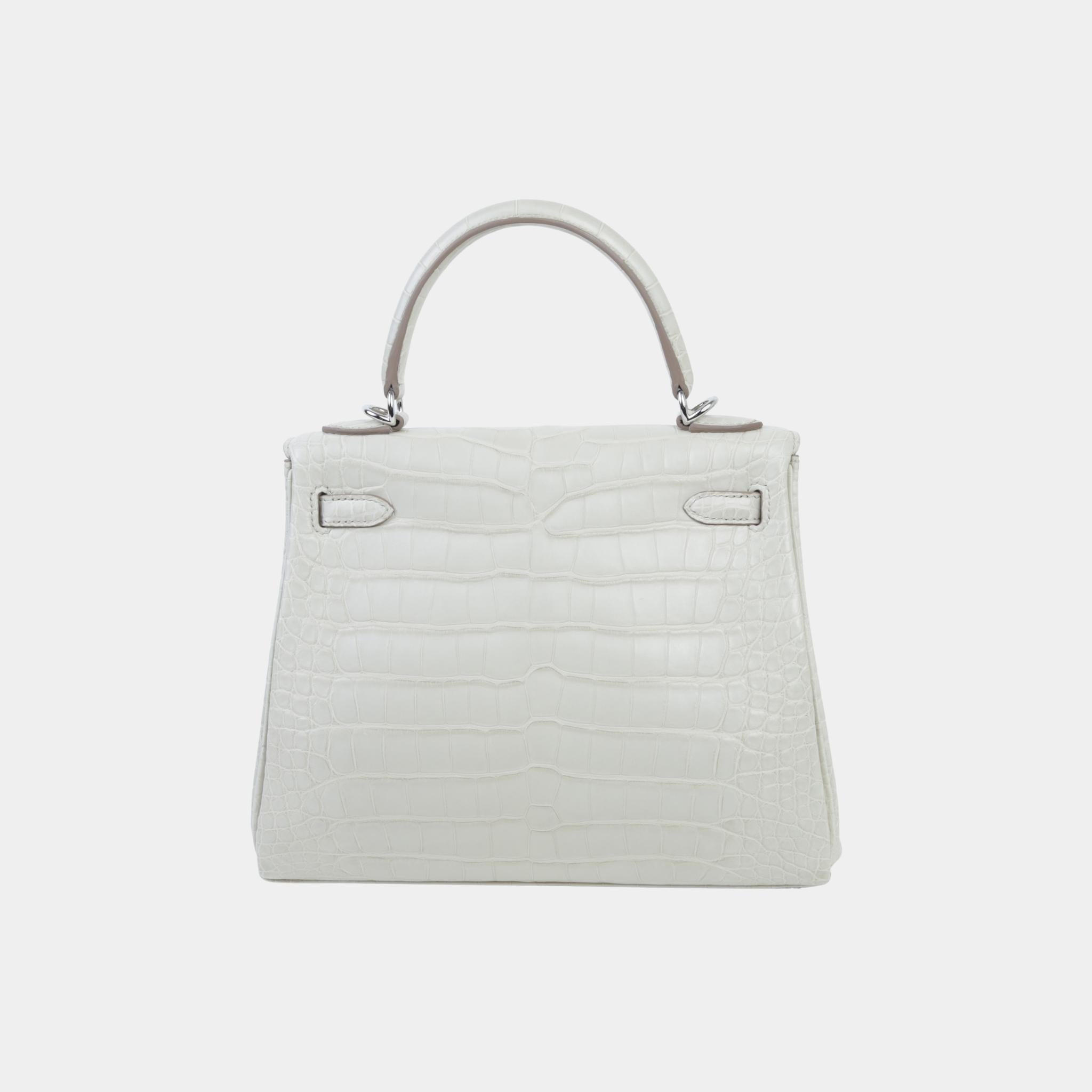 Hermes Kelly 25 Matte Alligator Beton PHW, Back