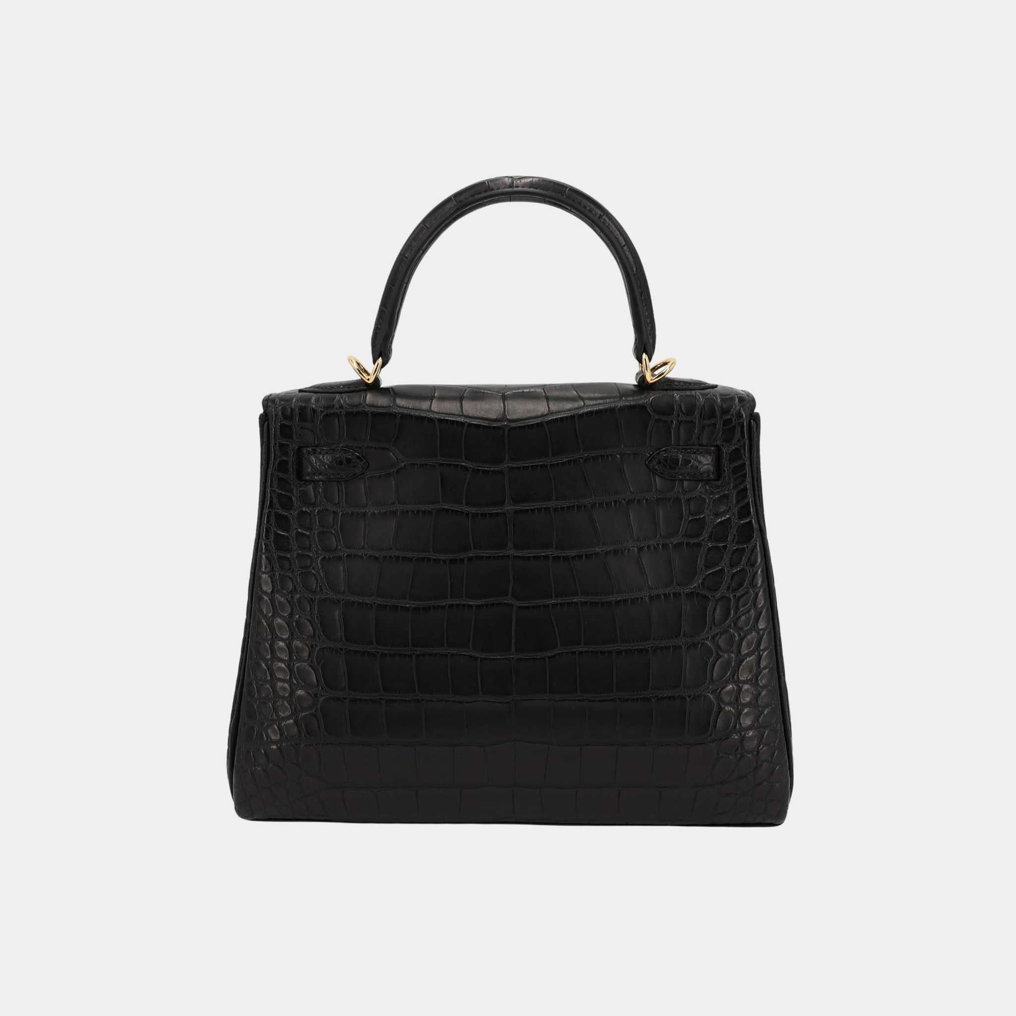 Hermes Kelly 25 Matte Alligator Black GHW, Back