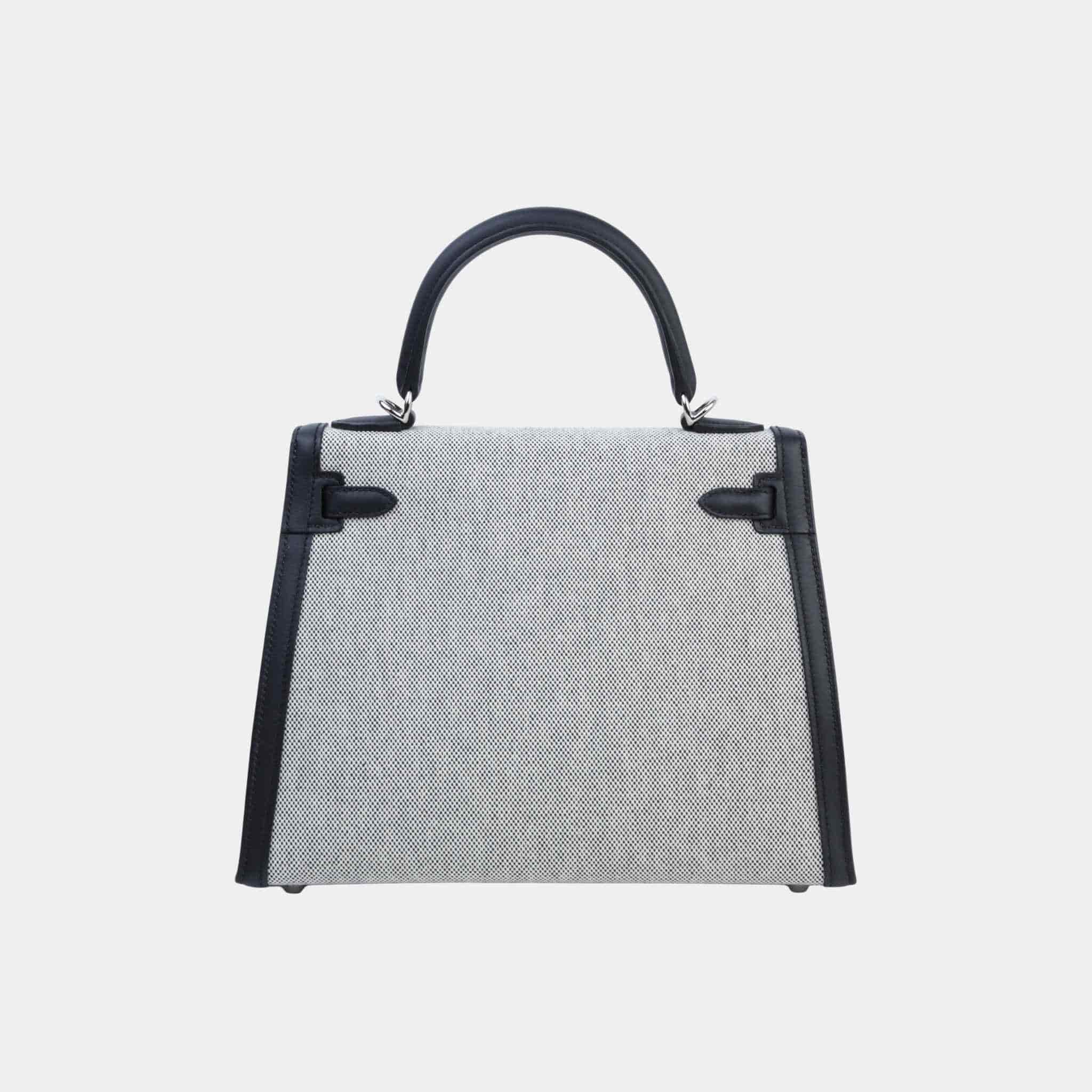 Hermes Kelly 25 Sellier Toile So H Canvas-Swift Black PHW, Back