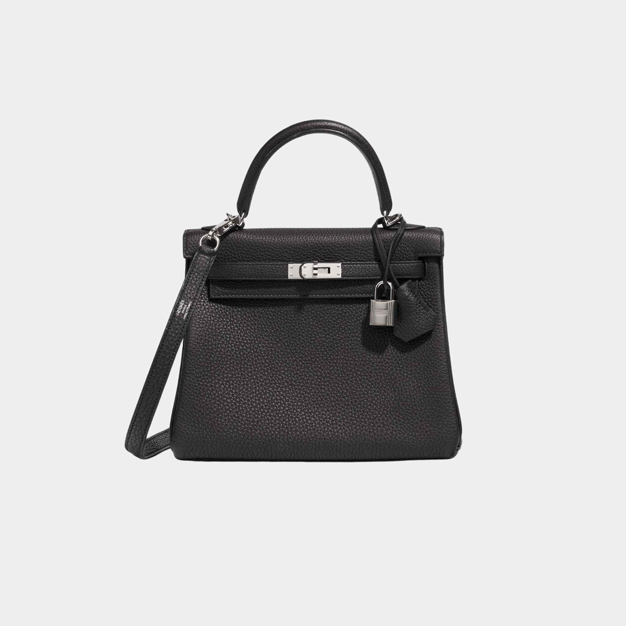 Hermes Kelly 25 Togo Black PHW, Front