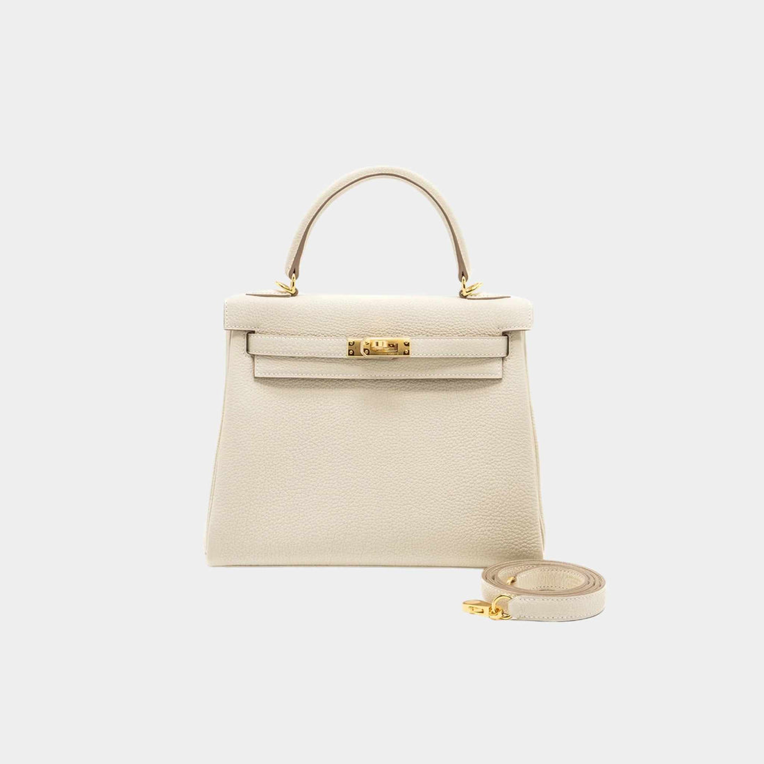 Hermes Kelly 25 Togo Craie GHW, Front