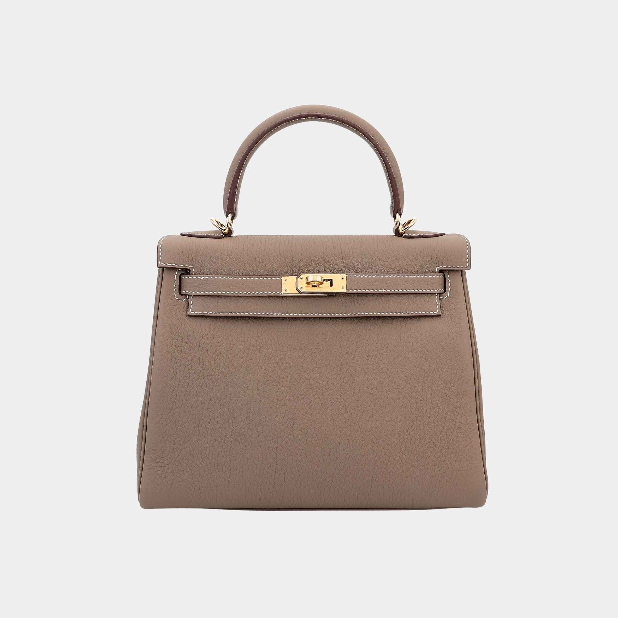 Hermes Kelly 25 Togo Etoupe GHW, Front