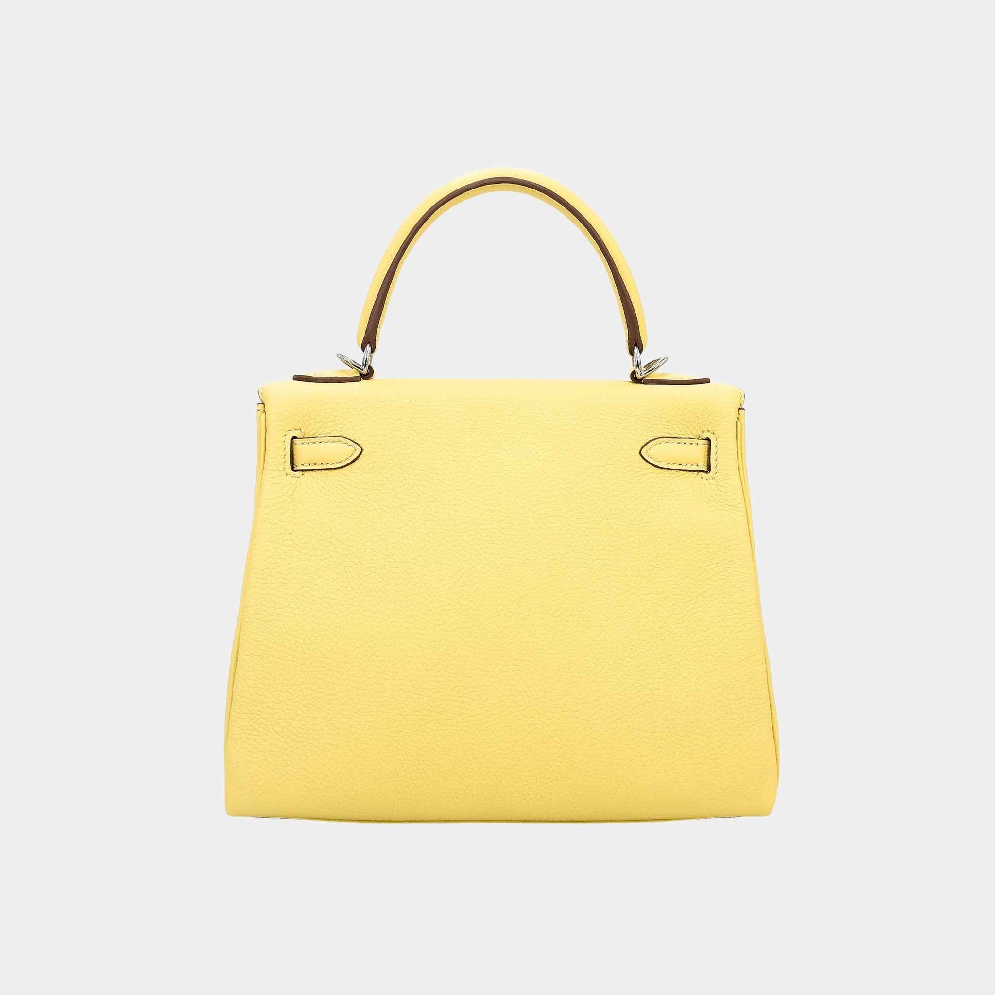 Hermes Kelly 25 Togo Jaune Poussin PHW, Back