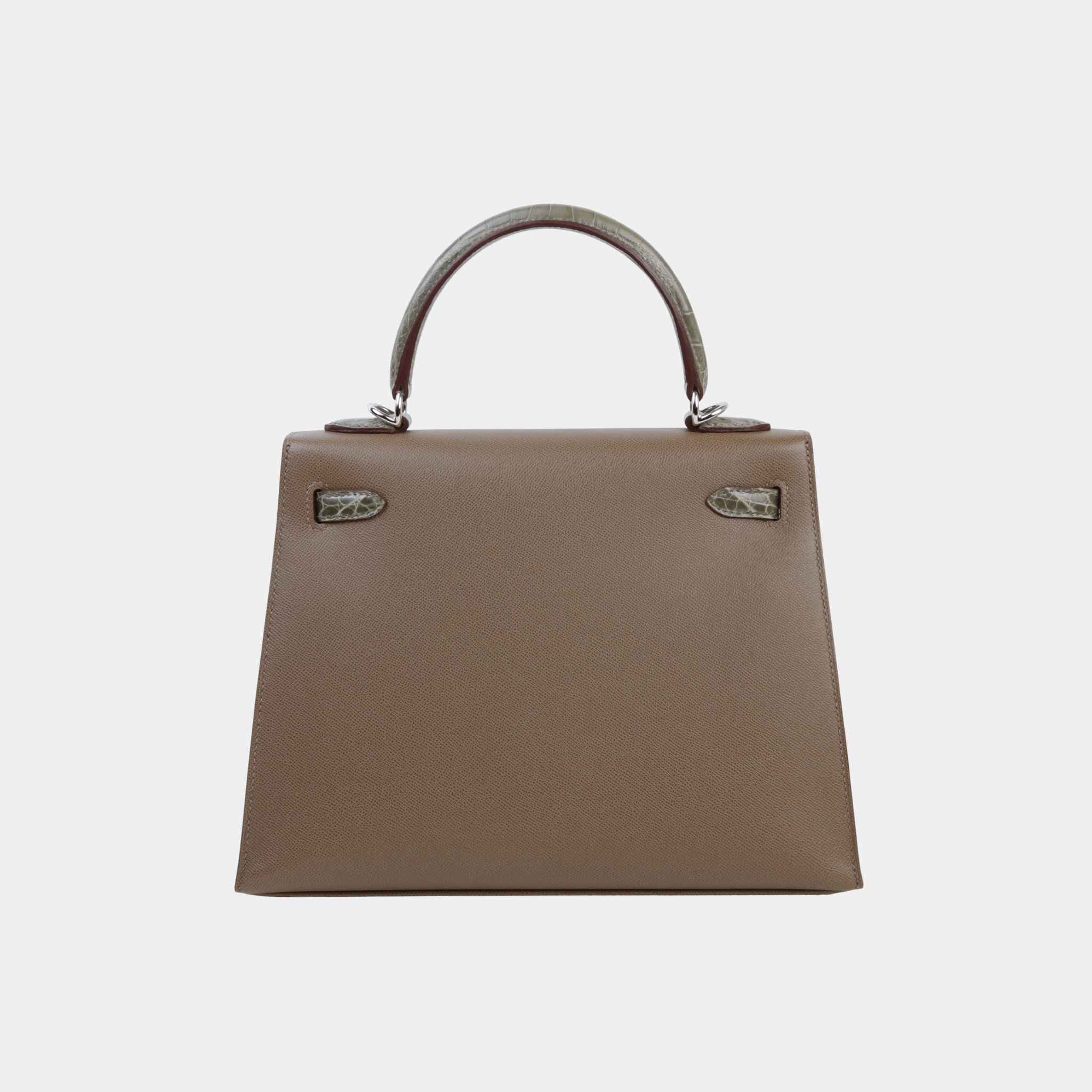 Hermes Kelly 25 Touch Madame-Shiny Niloticus Crocodile Etoupe PHW, Back