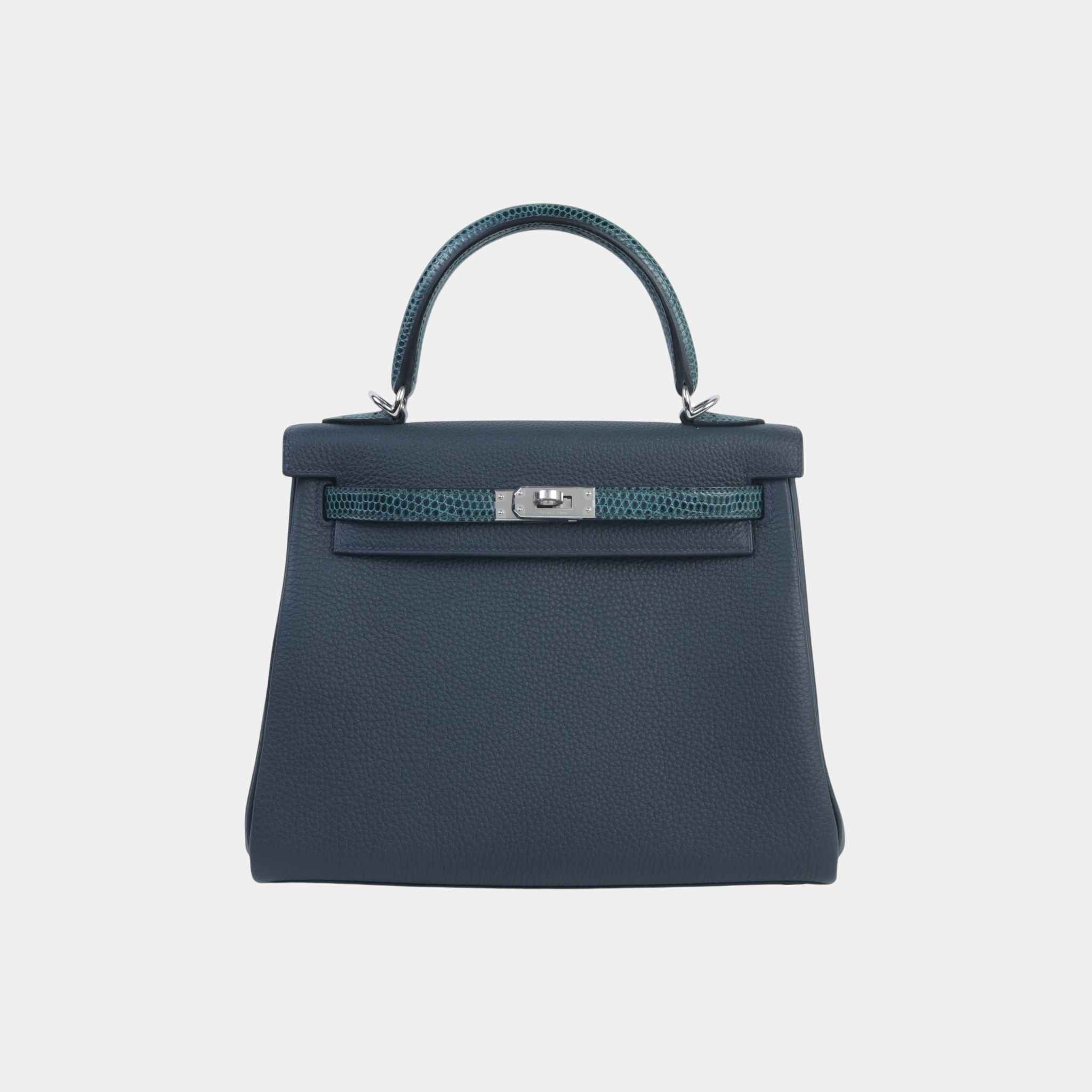 Hermes Kelly 25 Touch Togo Lizard Vert Cypress/Vert Rousseau, Front