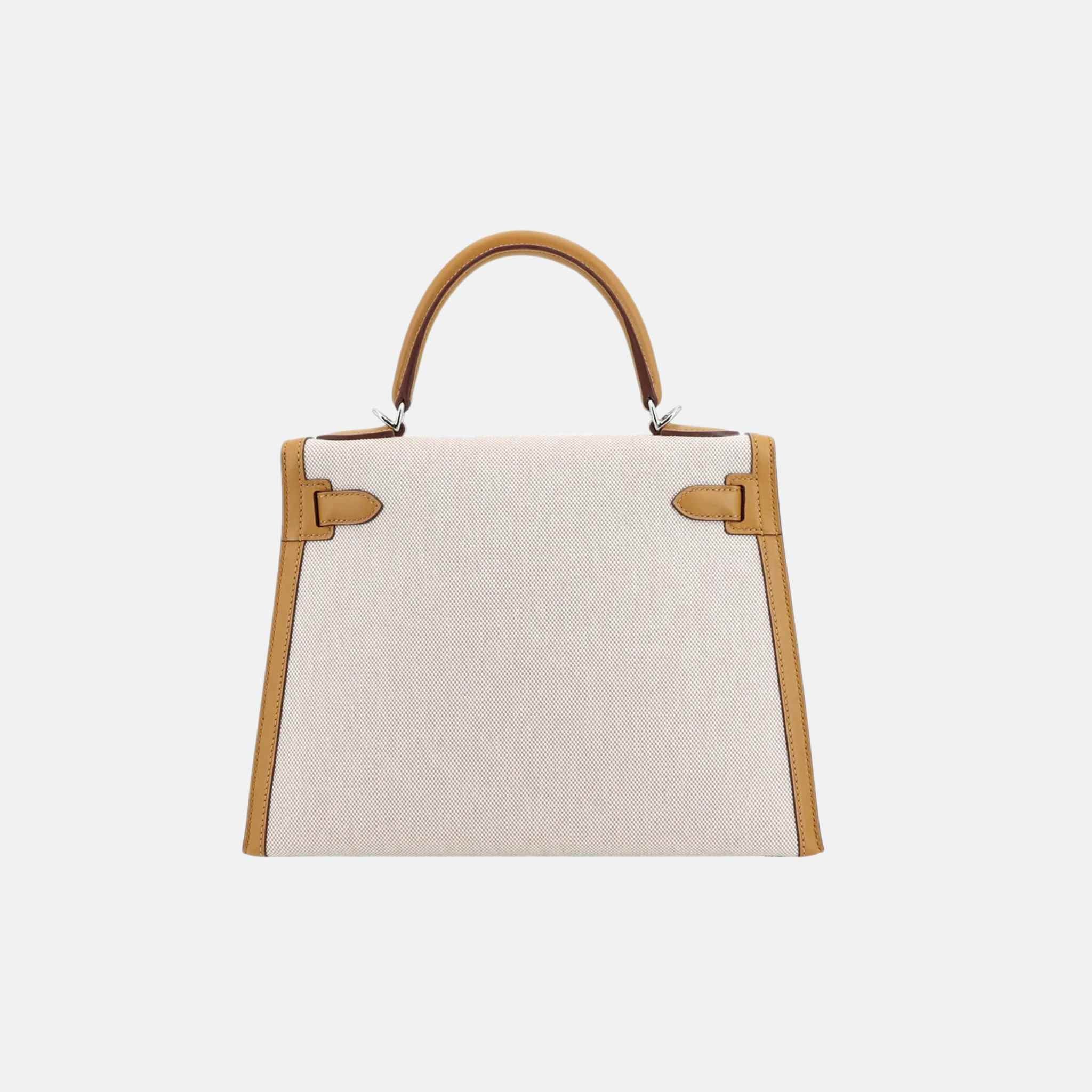 Hermes Kelly 28 Limited Edition  Swift Toile H Canvas Sesame PHW, Back