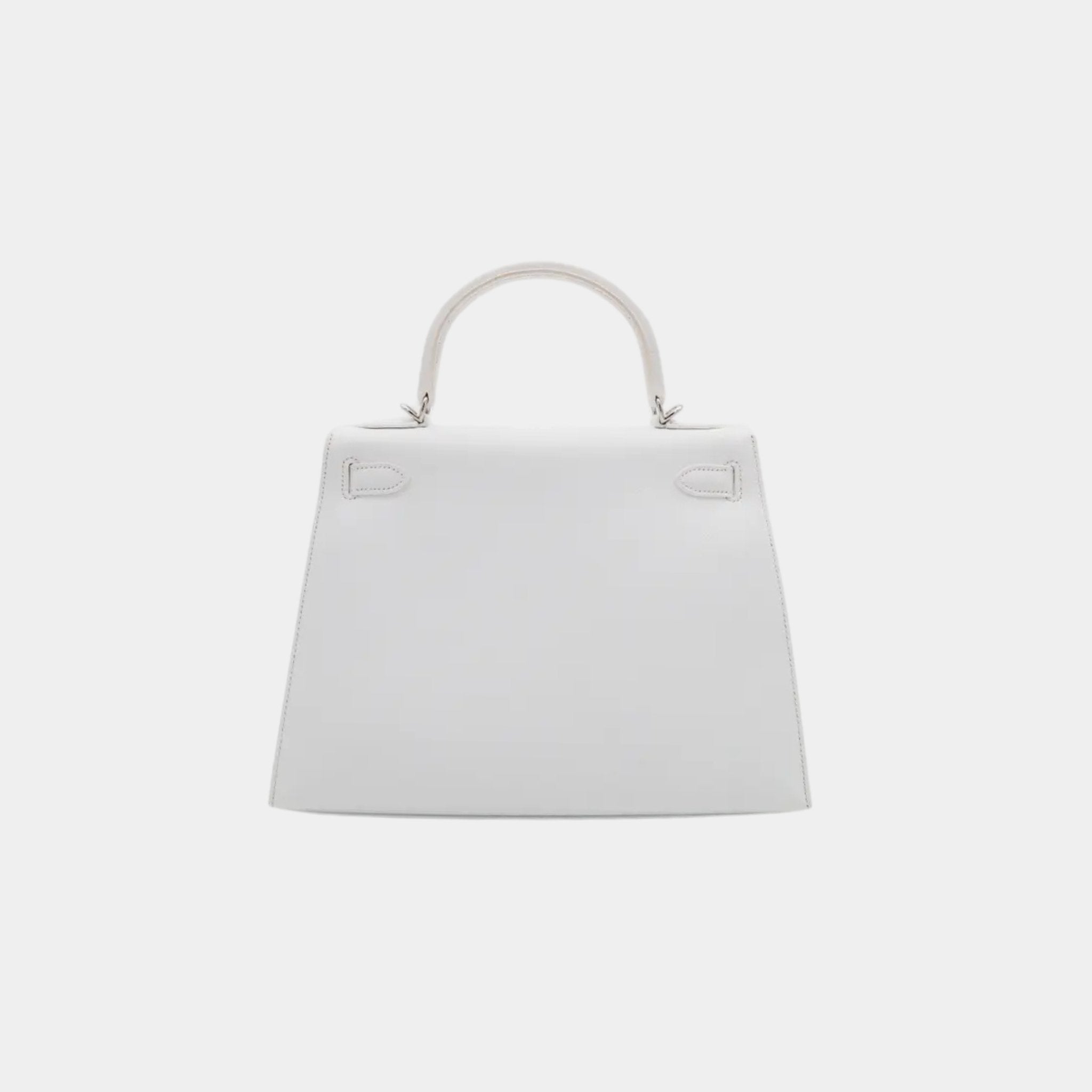 Hermes Kelly 28 Retourne Epsom White PHW, Back