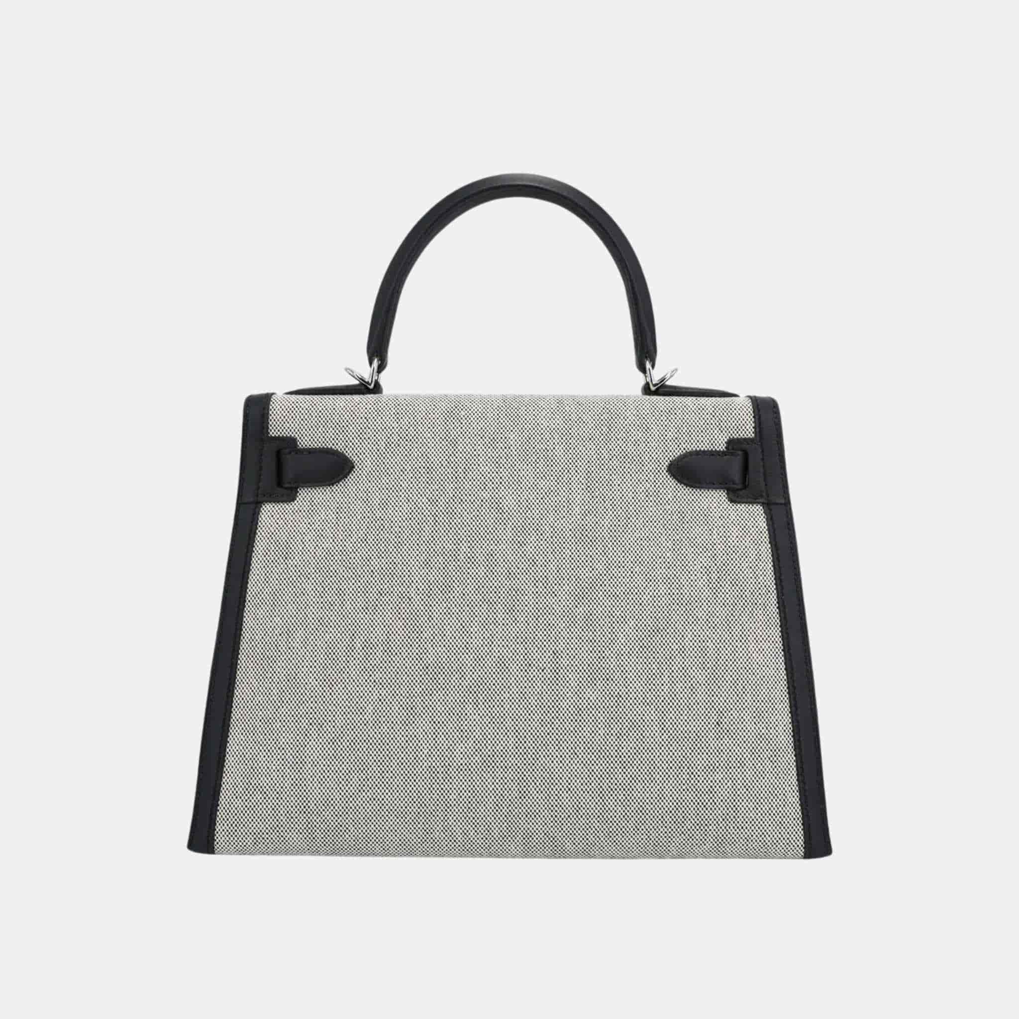 Hermes Kelly 28 Swift Toile H Canvas Black PHW, Back