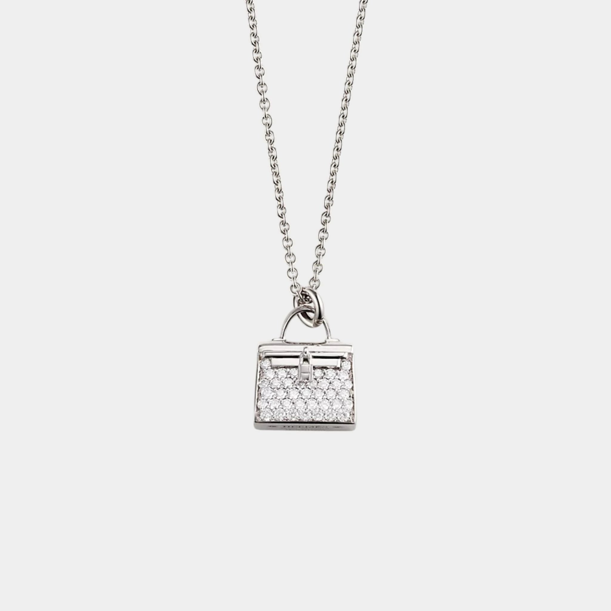 Hermes Kelly Amulets Pendant White Gold - Diamonds, Front, Closeup