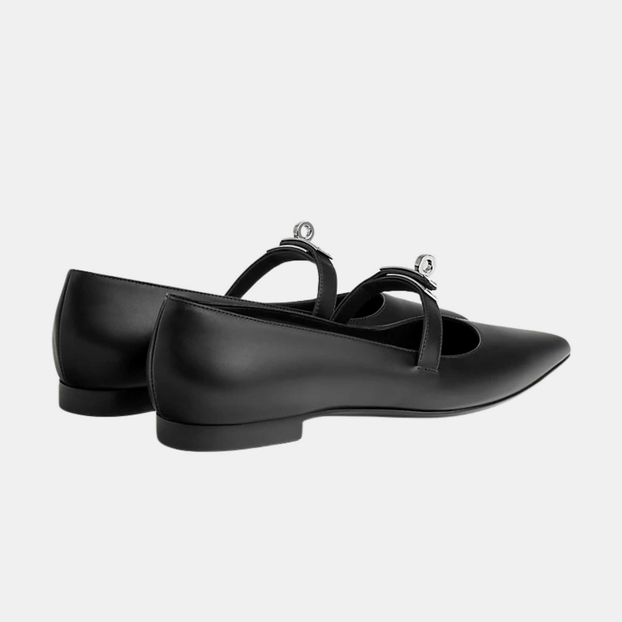 Hermes Kelly Ballerinas Calfskin, Black, Back
