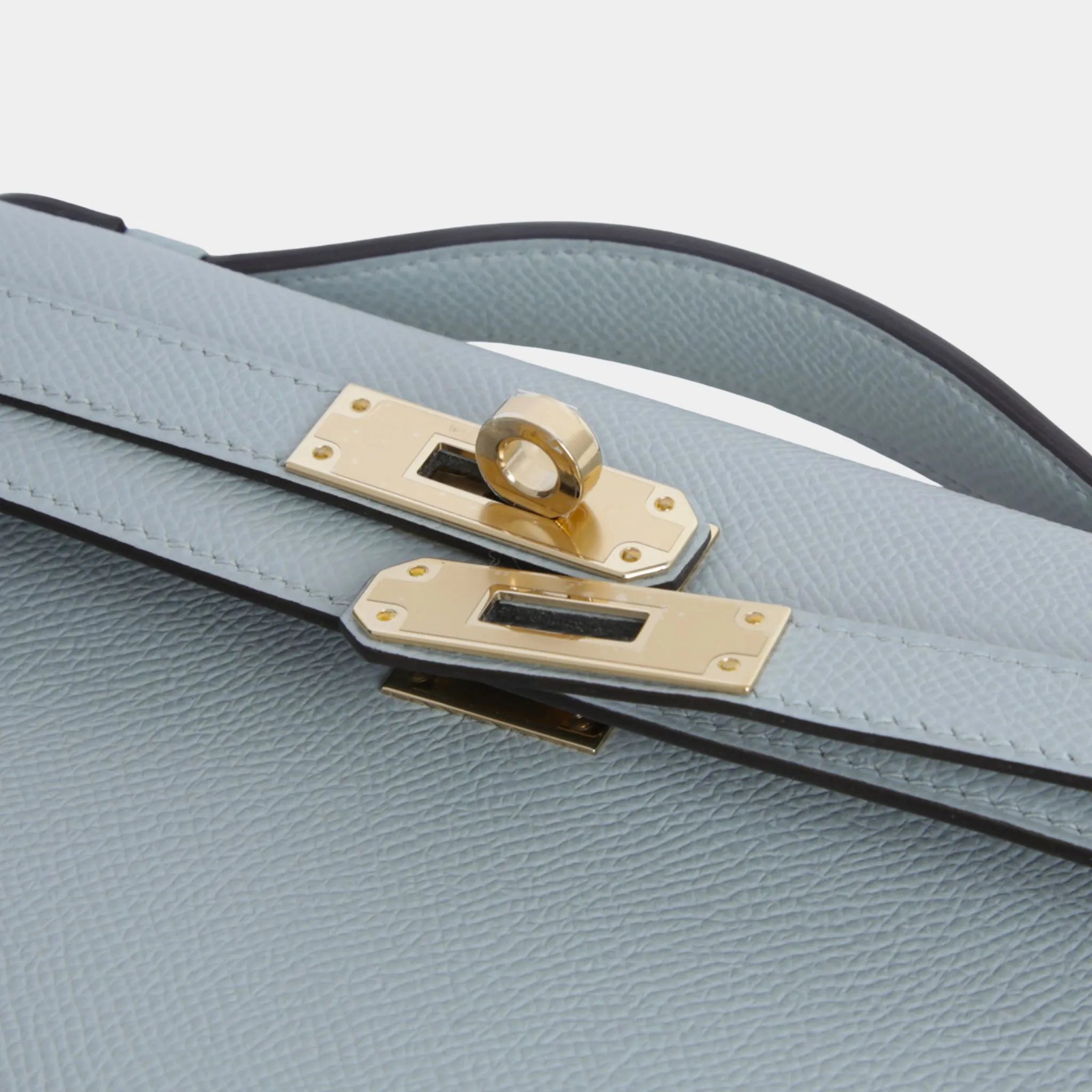 Hermes Kelly Cut Epsom Bleu Glacier PMHW, Closeup