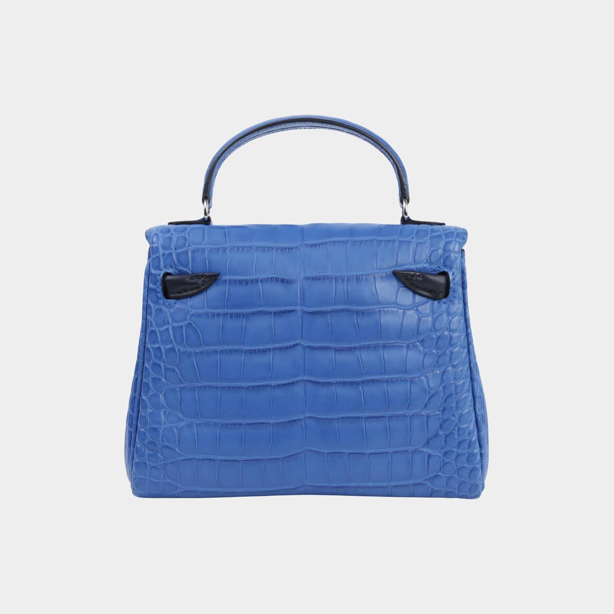 Hermes Kelly Doll Matte Alligator Bleu Zellige PHW, Back