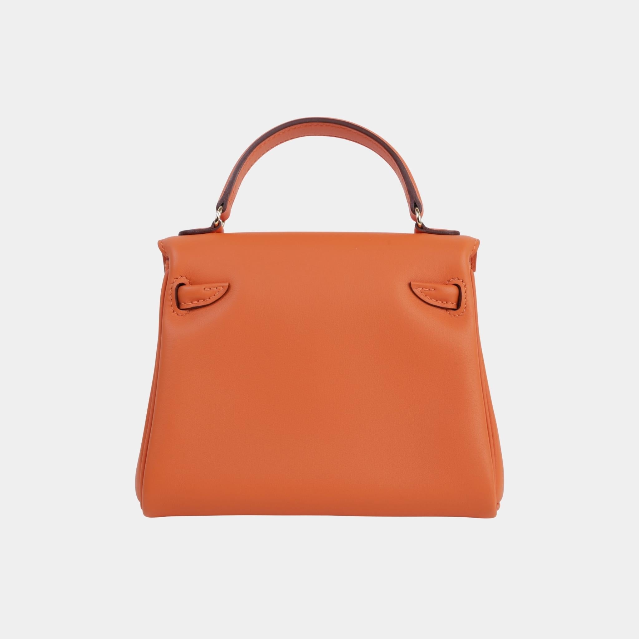 Hermes Kelly Doll Swift Orange/Rose Sakura GHW, Back