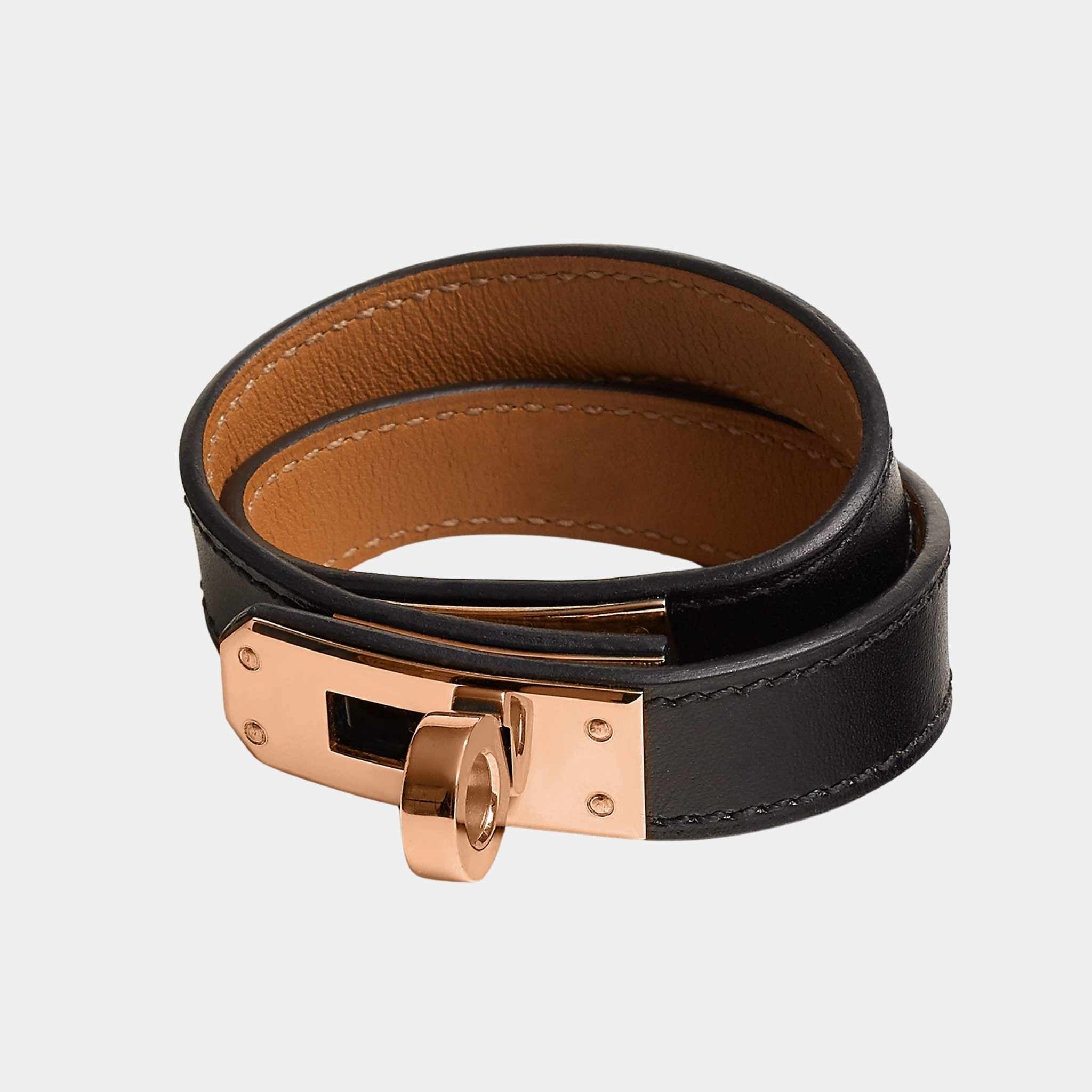 Hermes Kelly Double Tour Bracelet Box Calfskin, Noir