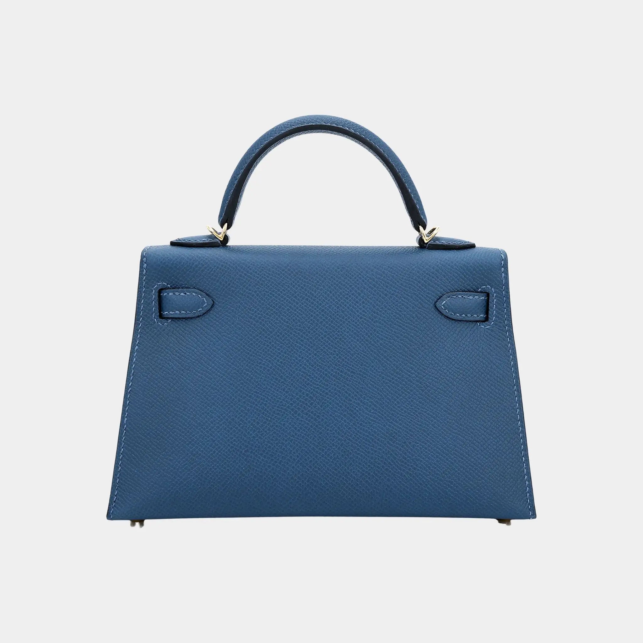 Kelly Mini 20 Epsom Deep Blue GHW, Back