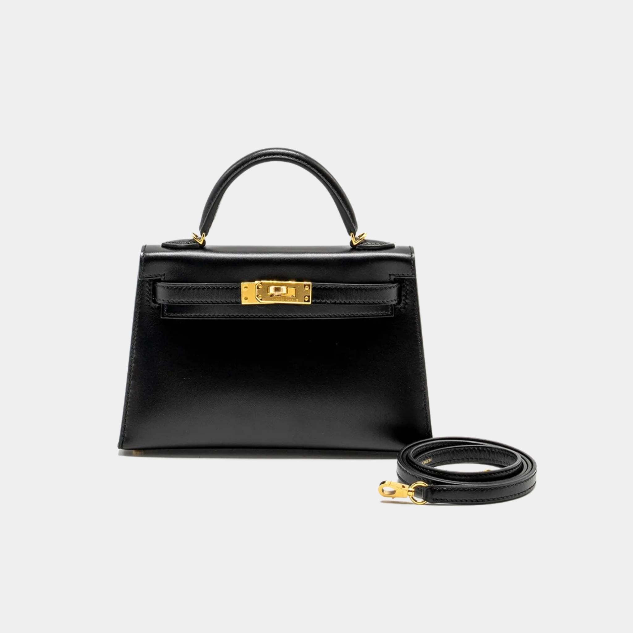 Hermes Kelly Mini Box Black GHW, Front