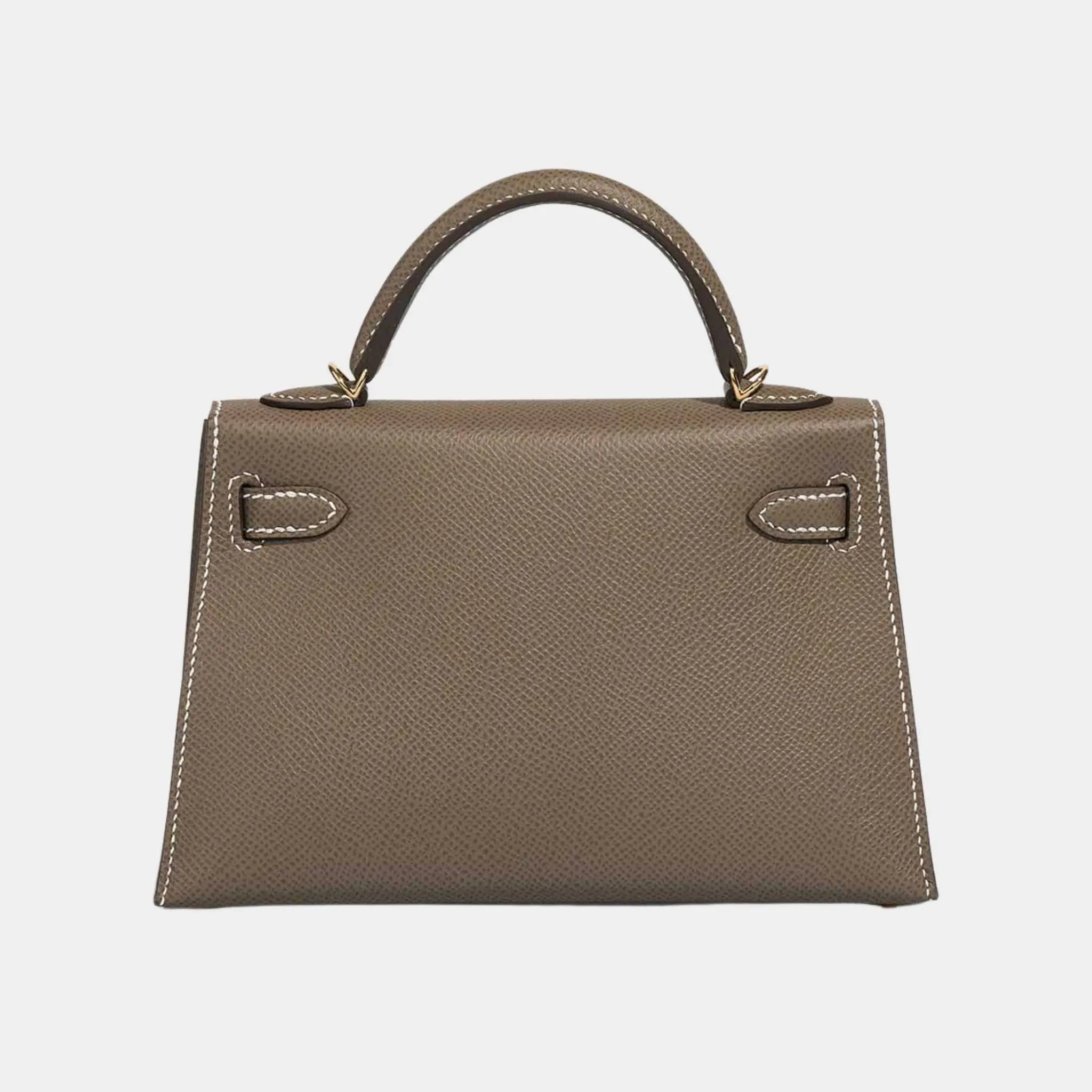 Hermes Kelly Mini Epsom Etoupe GHW, Etoupe, Back