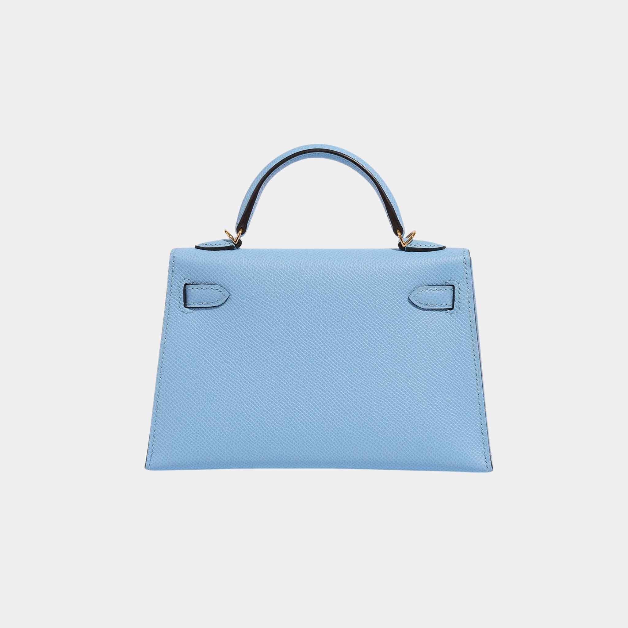 Hermes Kelly Mini II 20 Epsom Blue Celeste GHW, Back