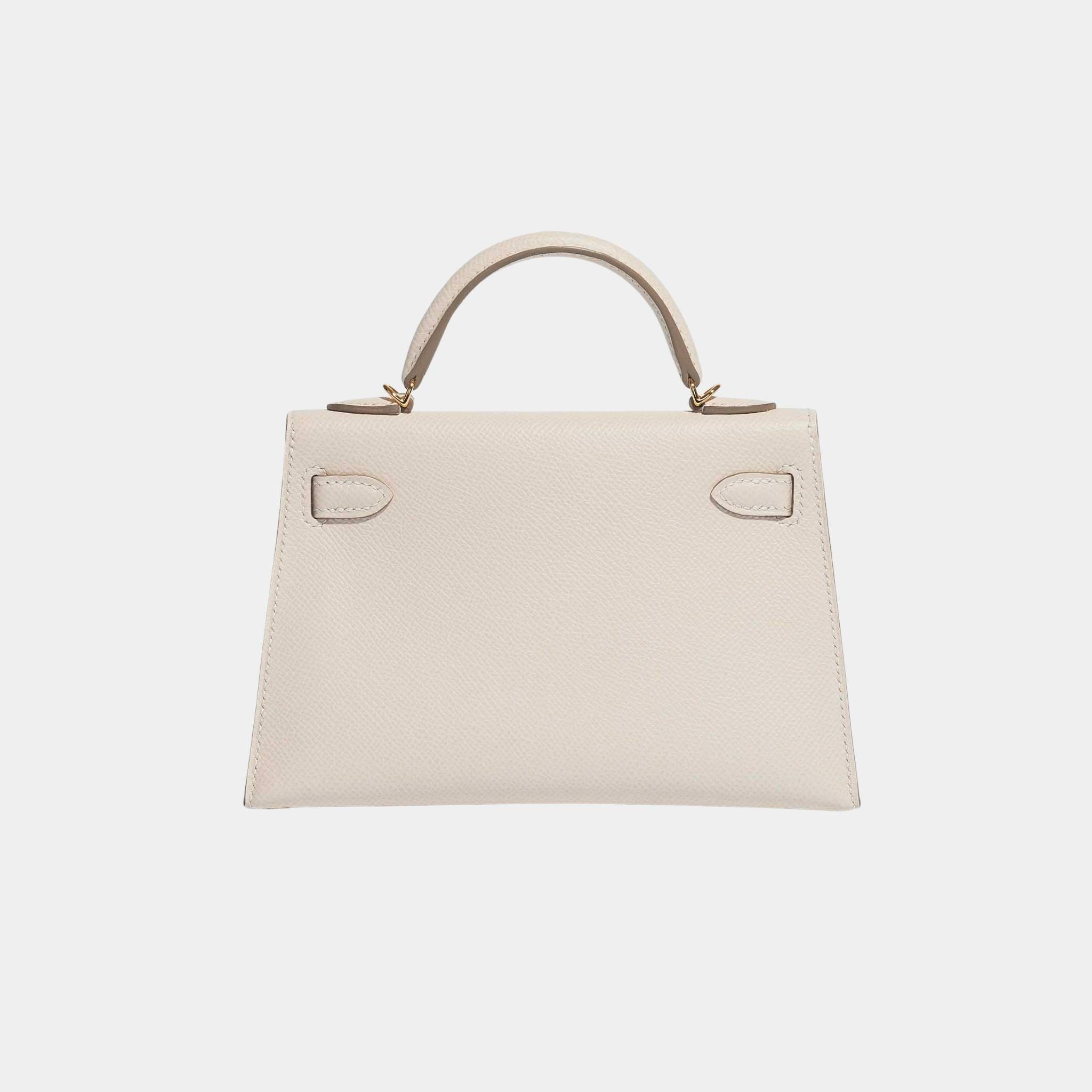 Hermes Kelly Mini II 20 Epsom Craie GHW, Back