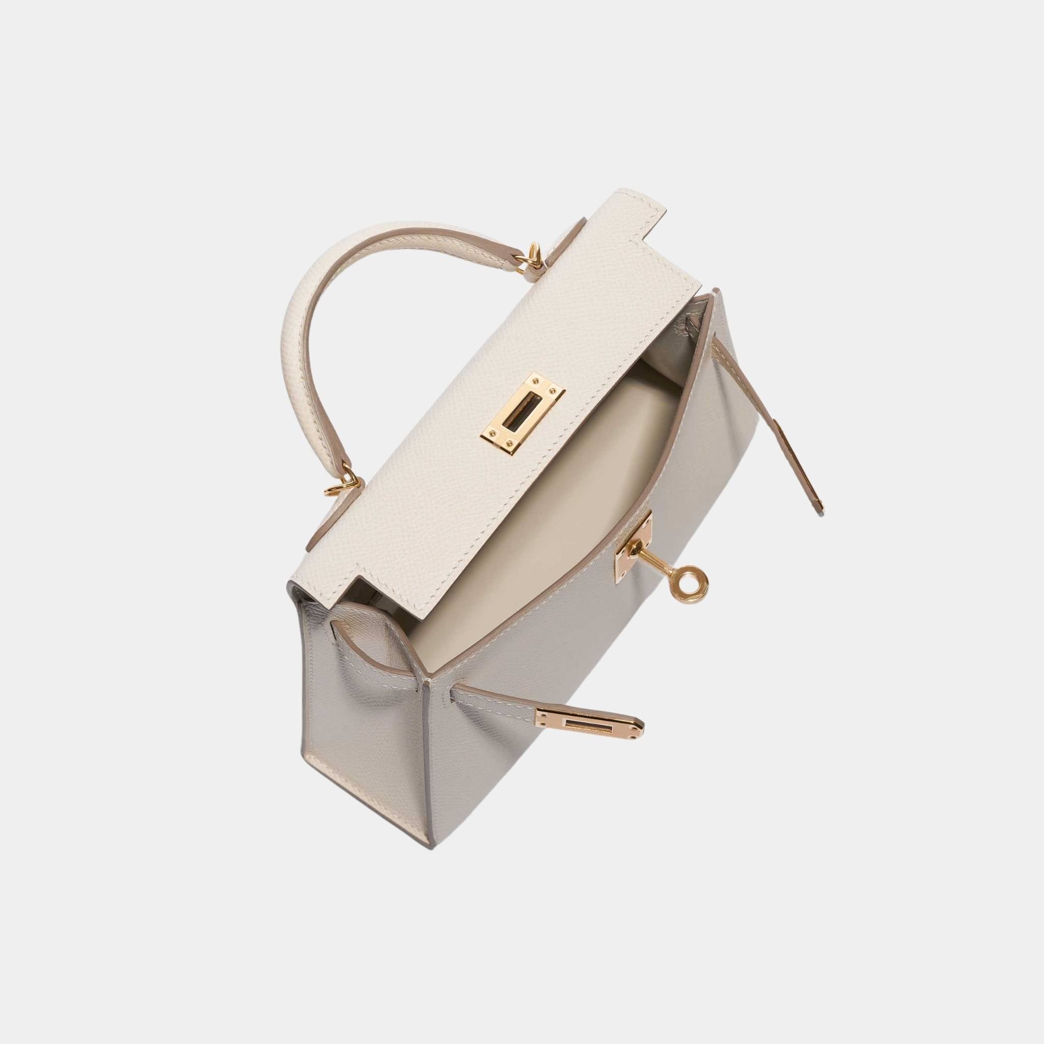 Hermes Kelly Mini II 20 Epsom Craie GHW, Top