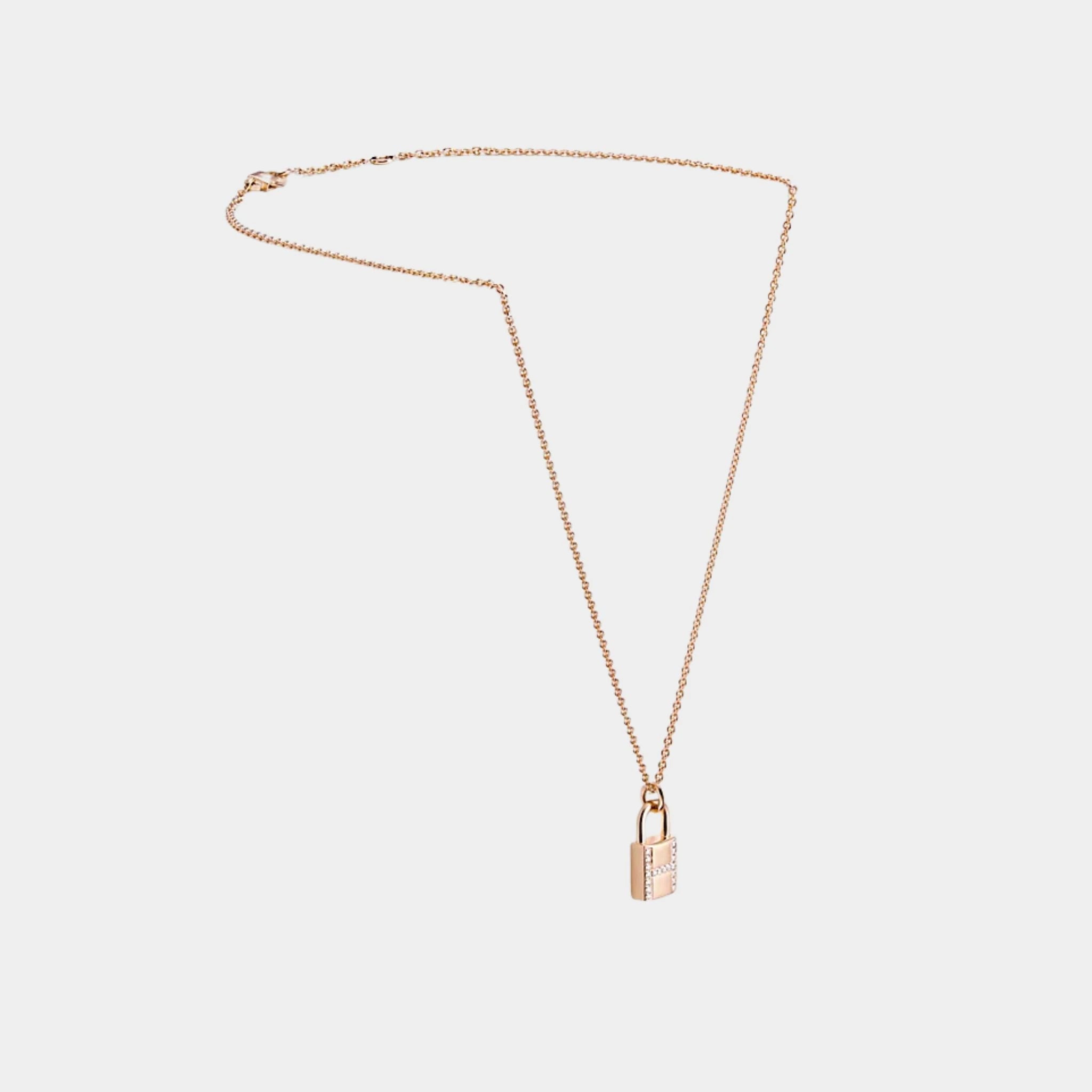 Kelly Padlock Pendant Rose Gold - Diamonds, Front