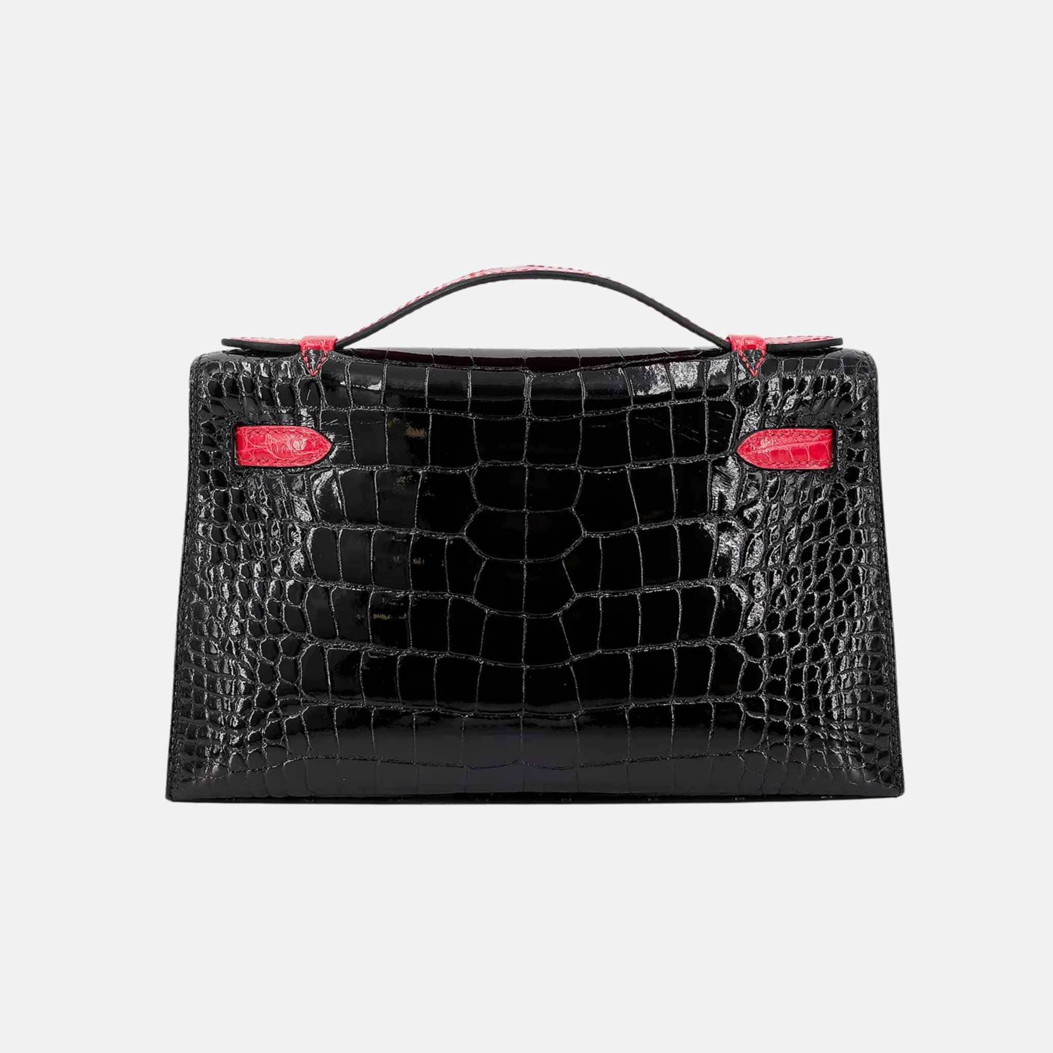 Hermes Kelly Pochette HSS Alligator Black/Geranium PHW, Back