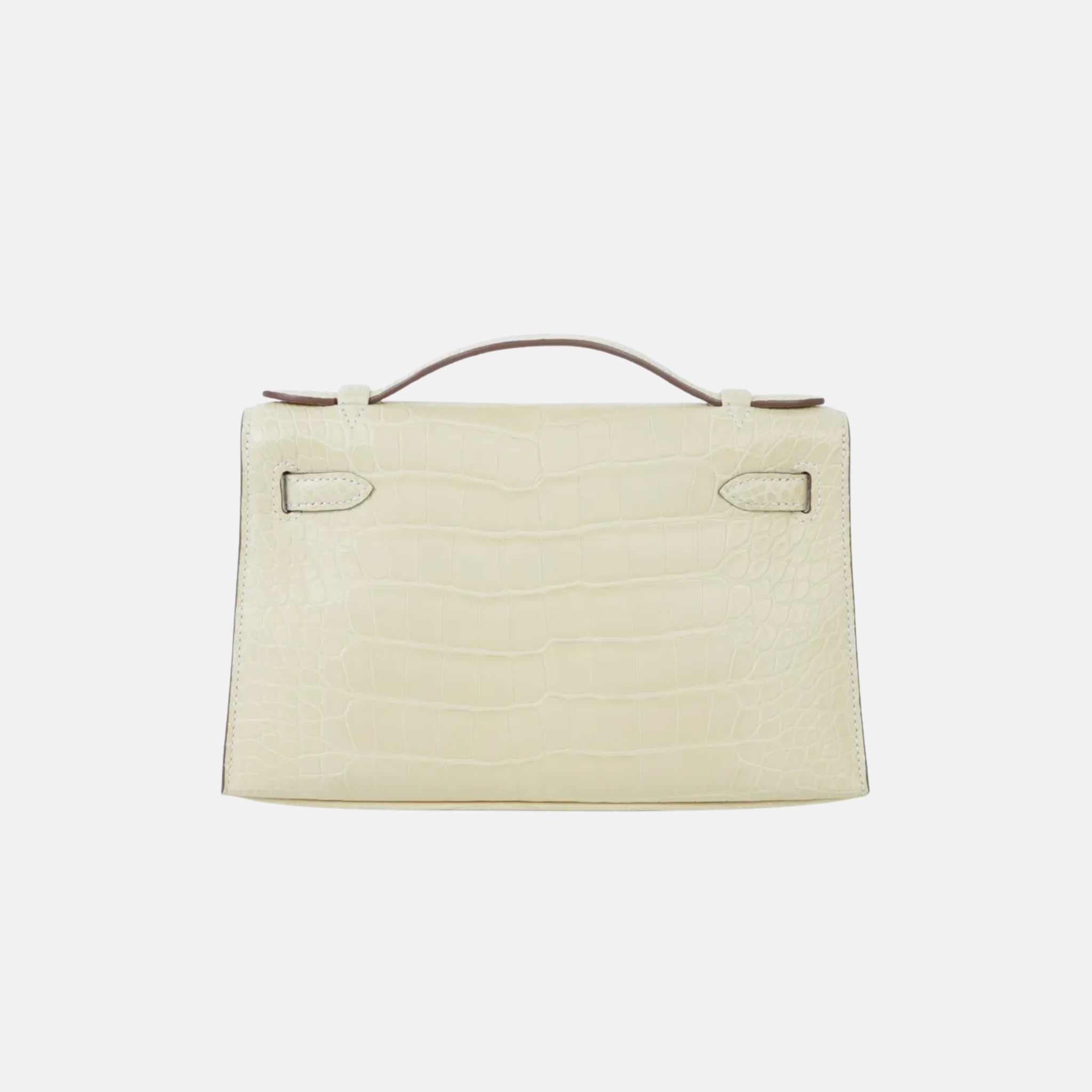 Hermès Kelly Pochette Matte Alligator Vanille PHW, Back