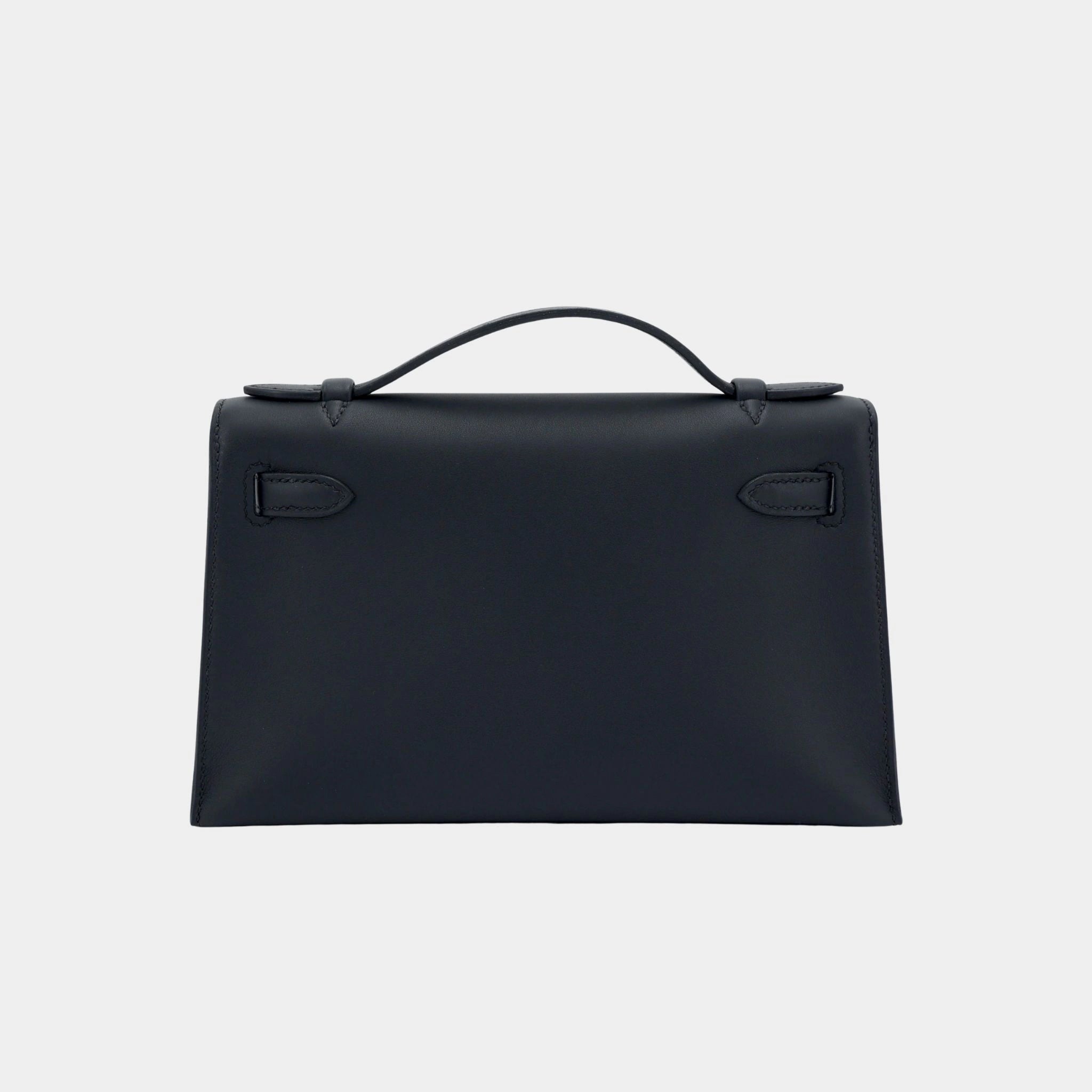 Hermes Kelly Pochette Swift Black PHW, Back