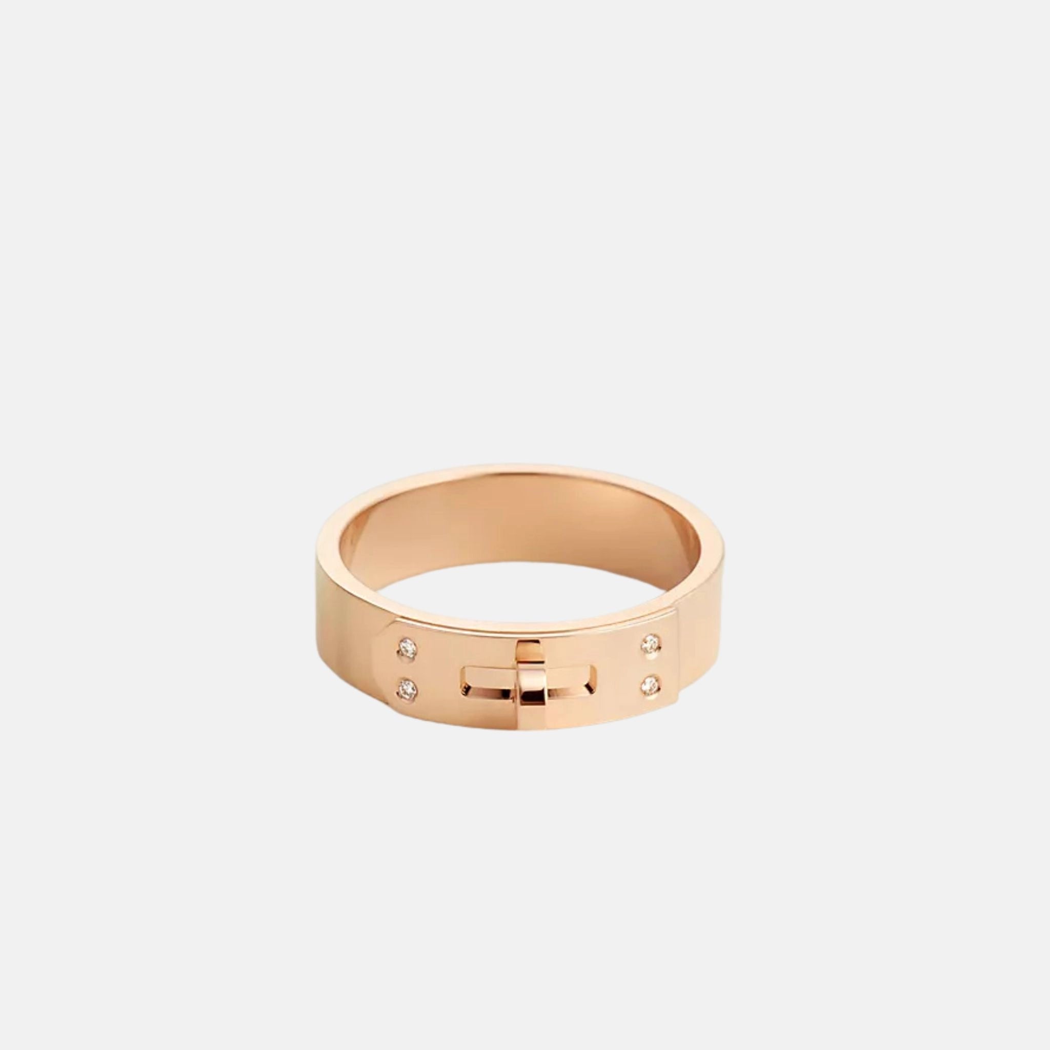 Hermes Kelly Ring Small model Rose Gold 4 Diamonds, Front