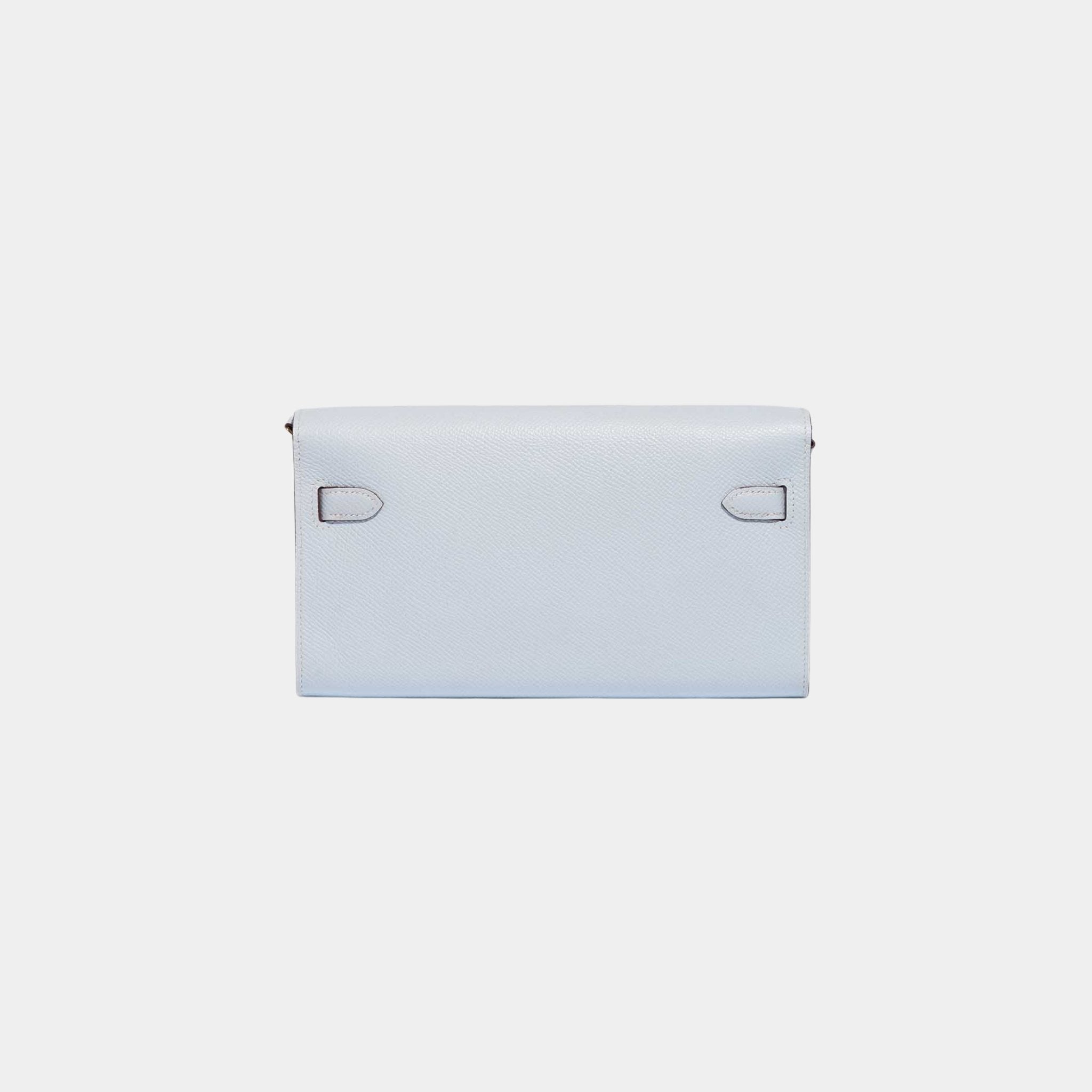Hermes Kelly To Go Wallet Epsom Blue Brume GHW, Back