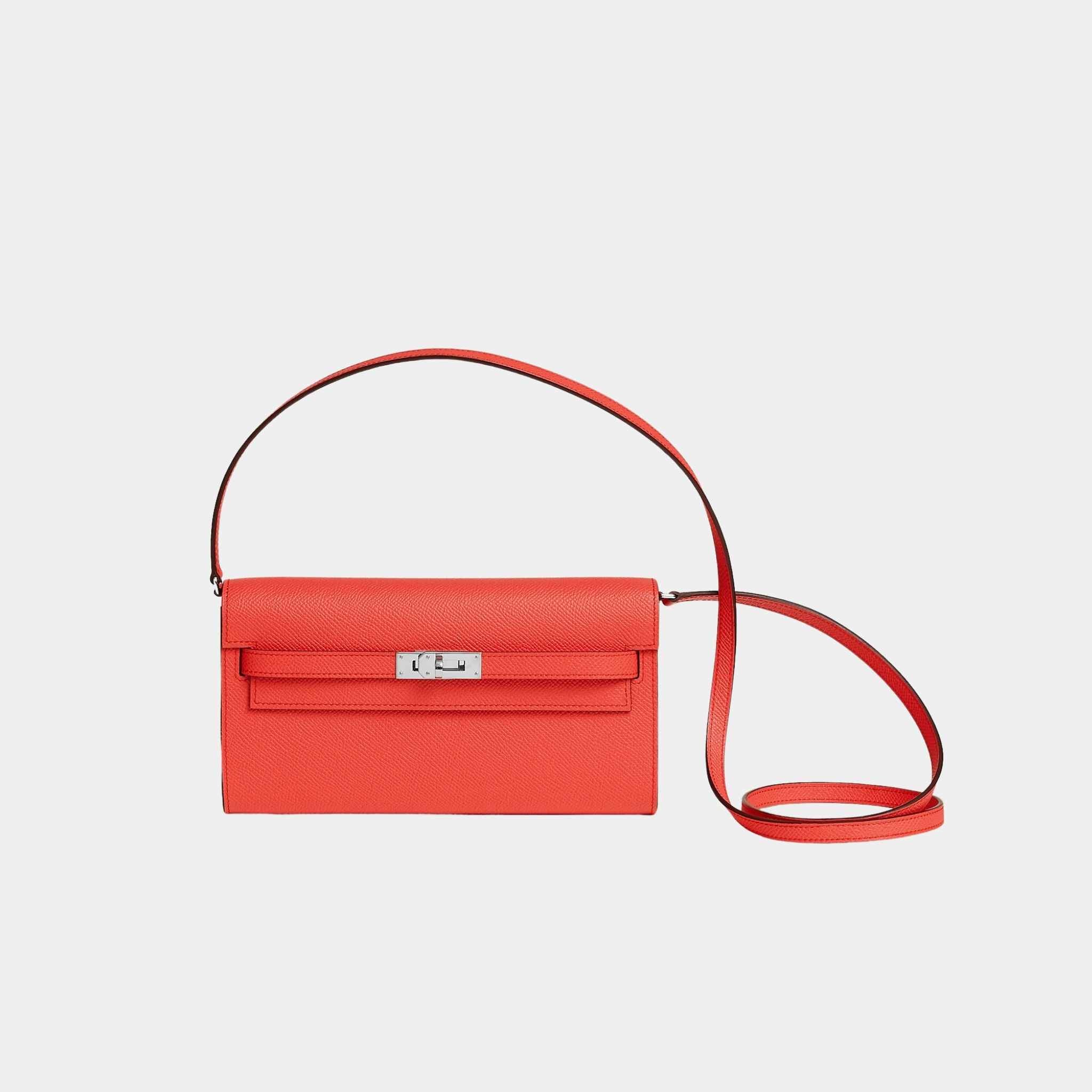 Hermes Kelly Wallet To Go Orange Field PHW, Front