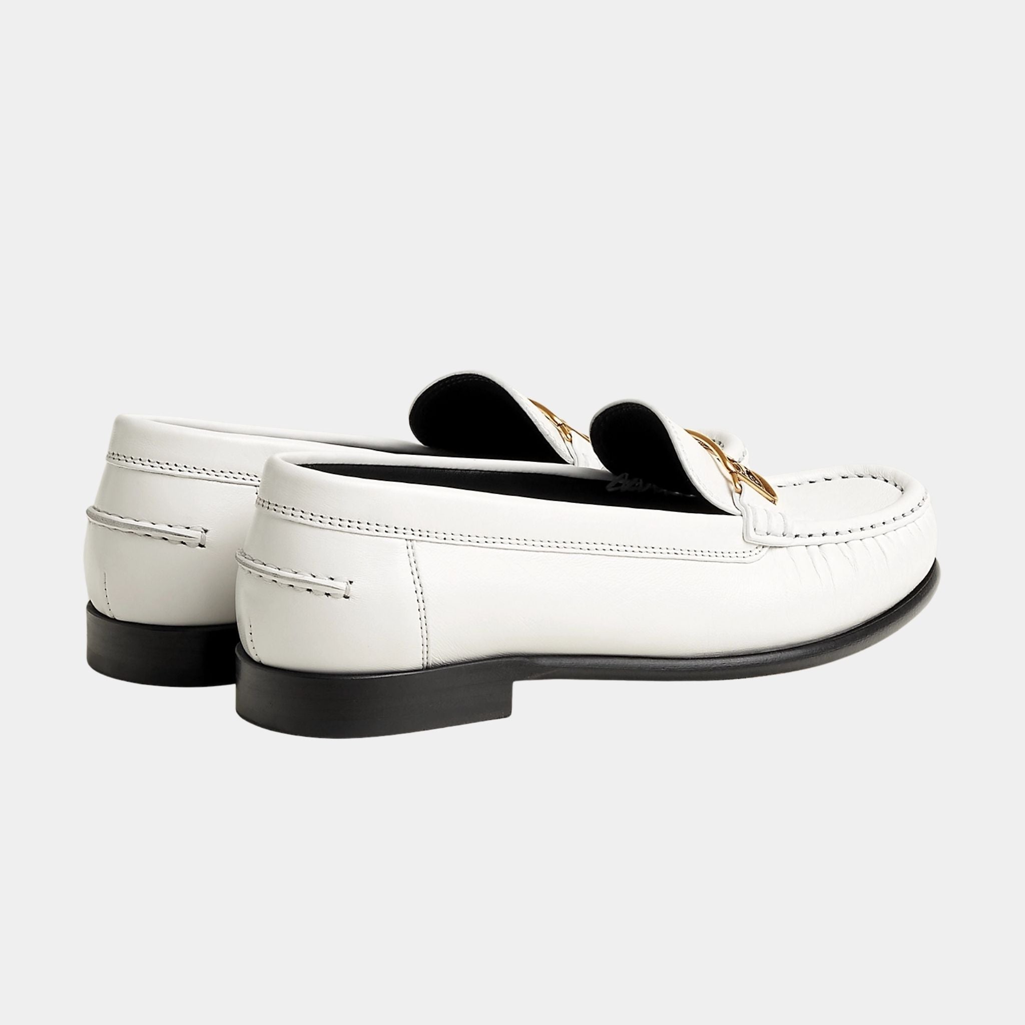 Hermes Kessy Loafers in Glazed Nappa, Blanc, Back