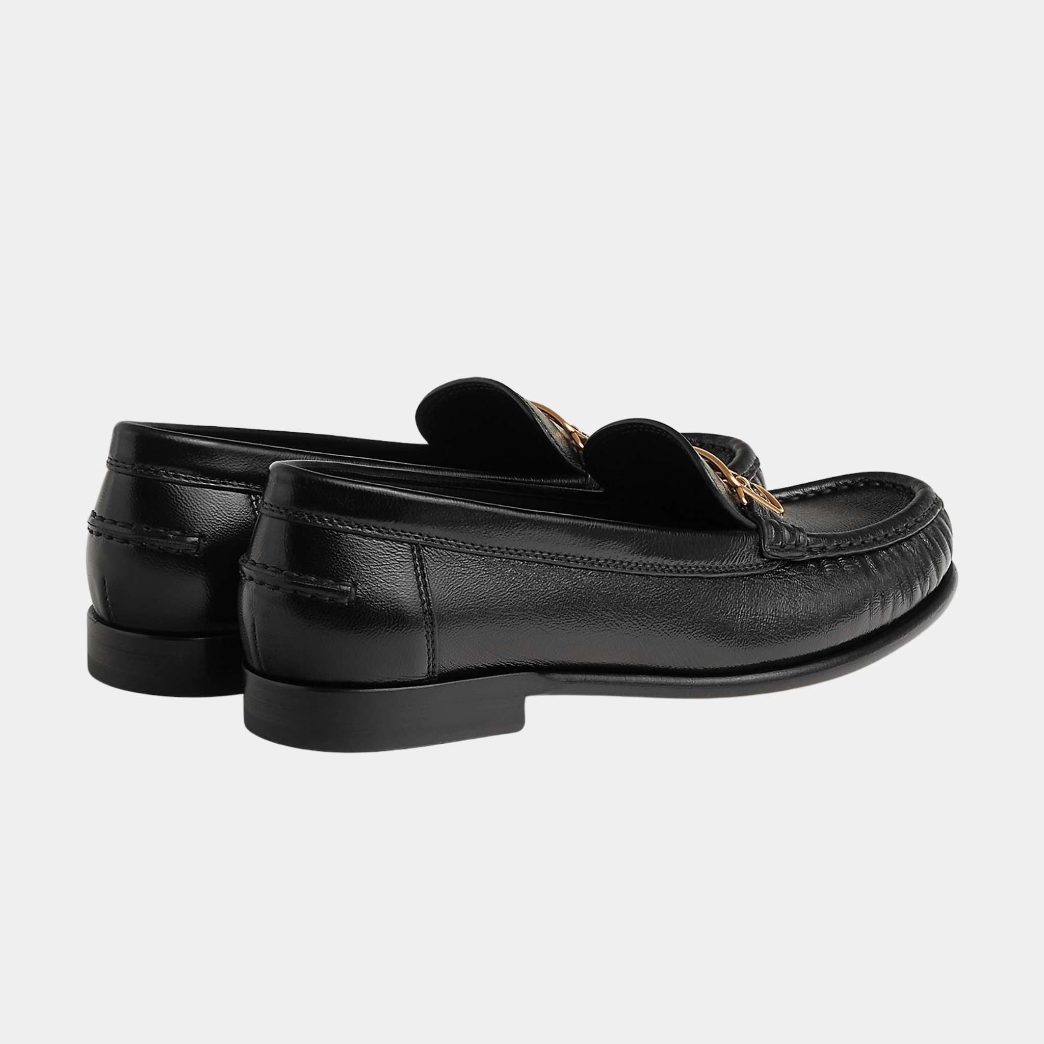 Hermes Kessy Loafers in Glazed Nappa, Noir, Back