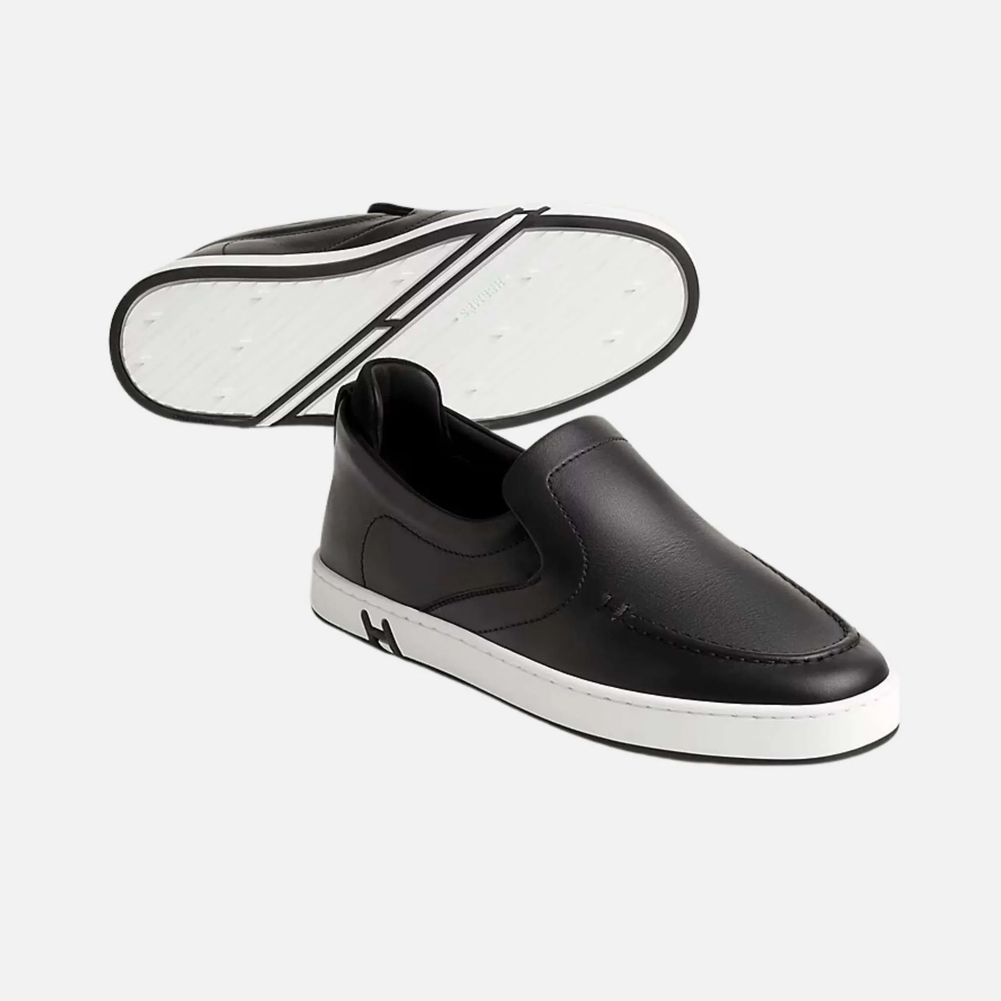 Hermes Kiddy Slip-On Sneaker Calfskin Black, Side & Bottom