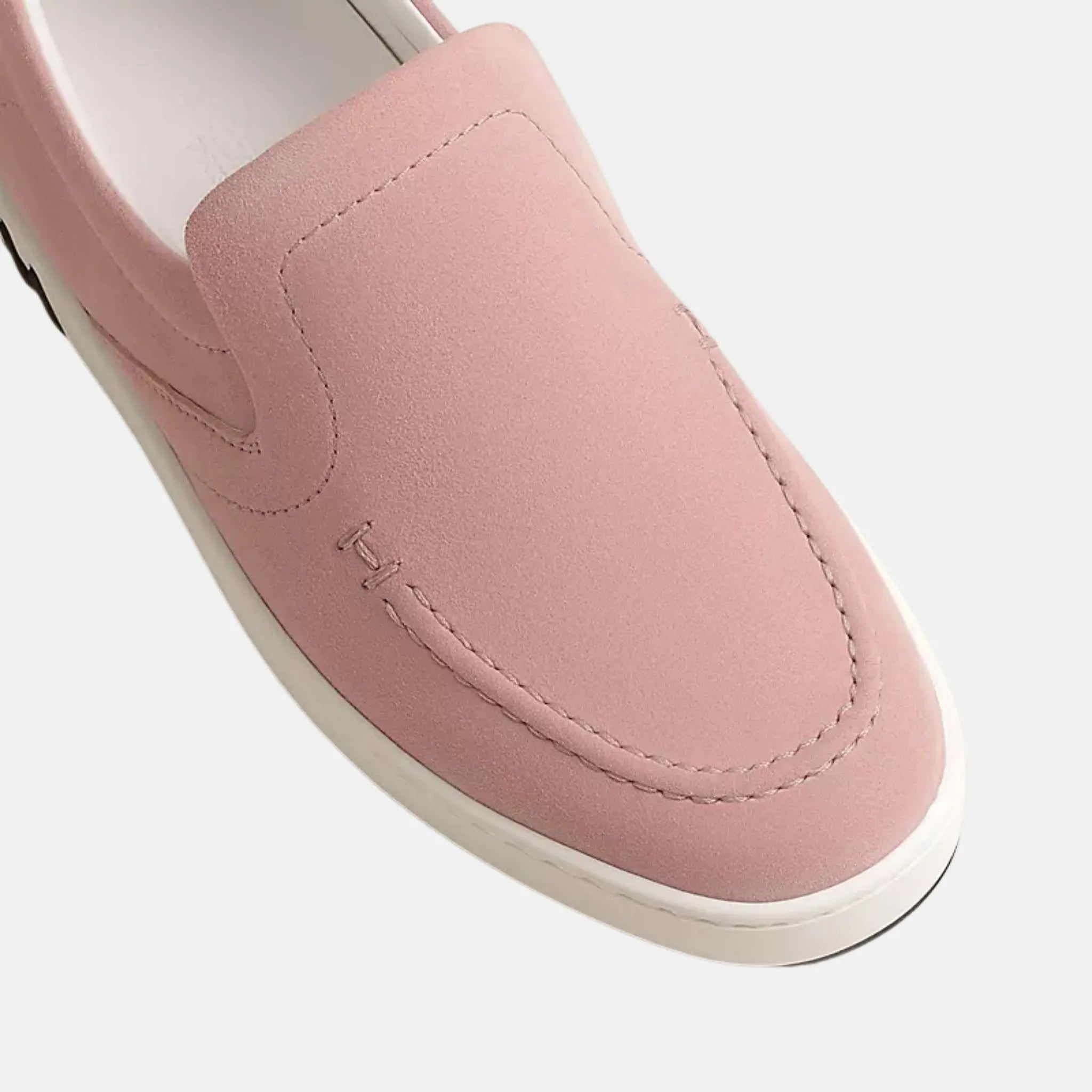 Hermes Kiddy Slip-On Sneaker Suede Goatskin Rose Aquarelle , Top Closeup