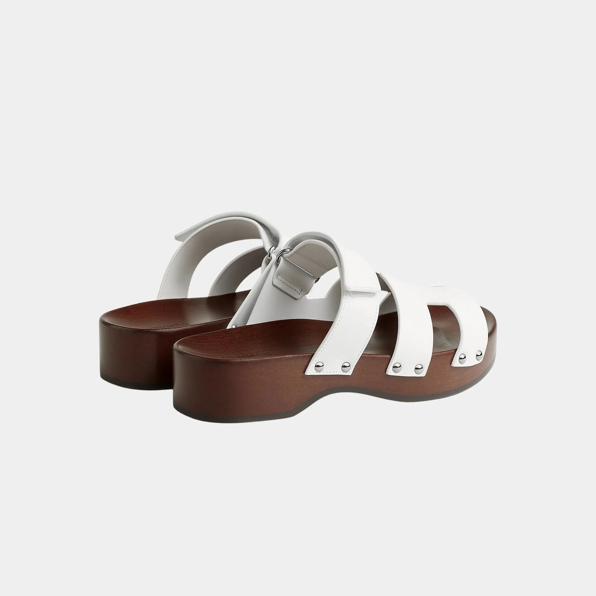 Hermes Kos Clogs in Calfskin, Blanc, Back