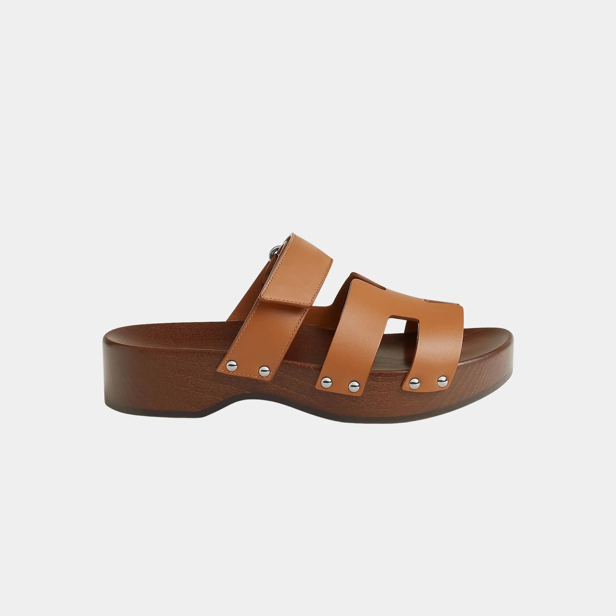 Hermes Kos Clogs in Calfskin, Naturel, Side