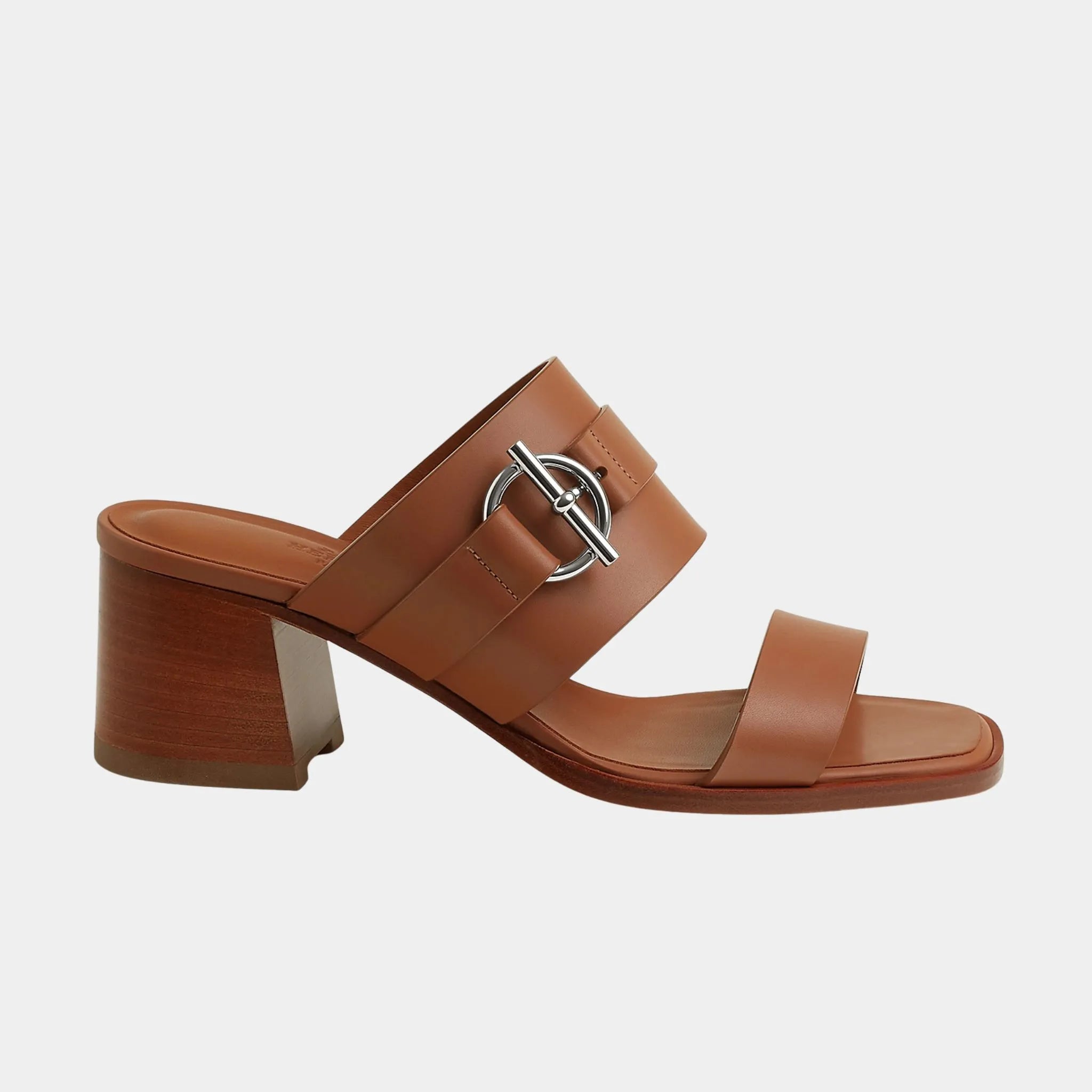 Hermes Kute 60 Heeled Sandals in Calfskin, Naturel, Side