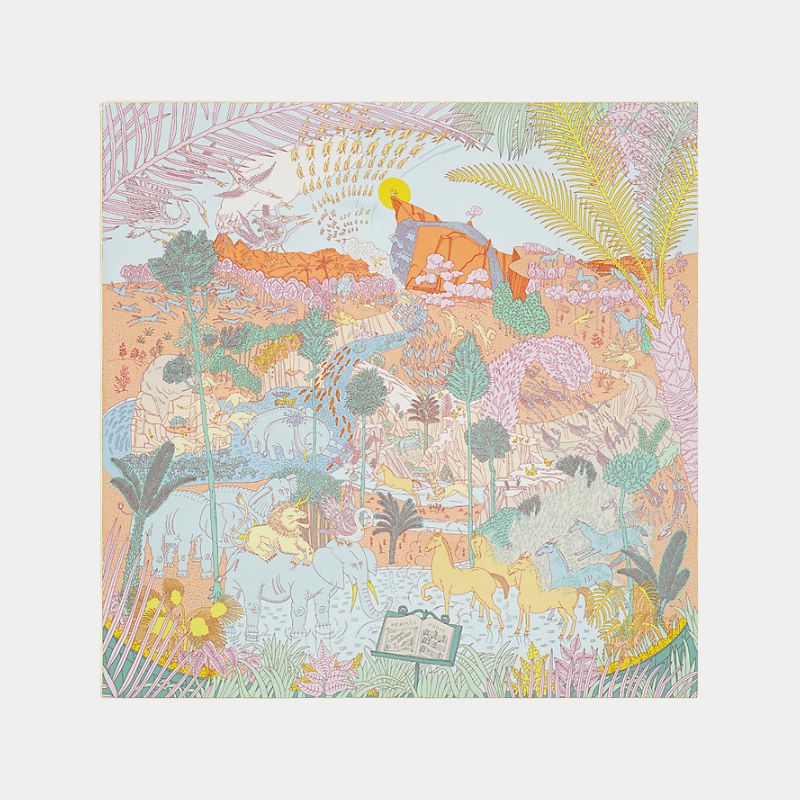Hermes Le Carnaval des Animaux scarf 90, PInk