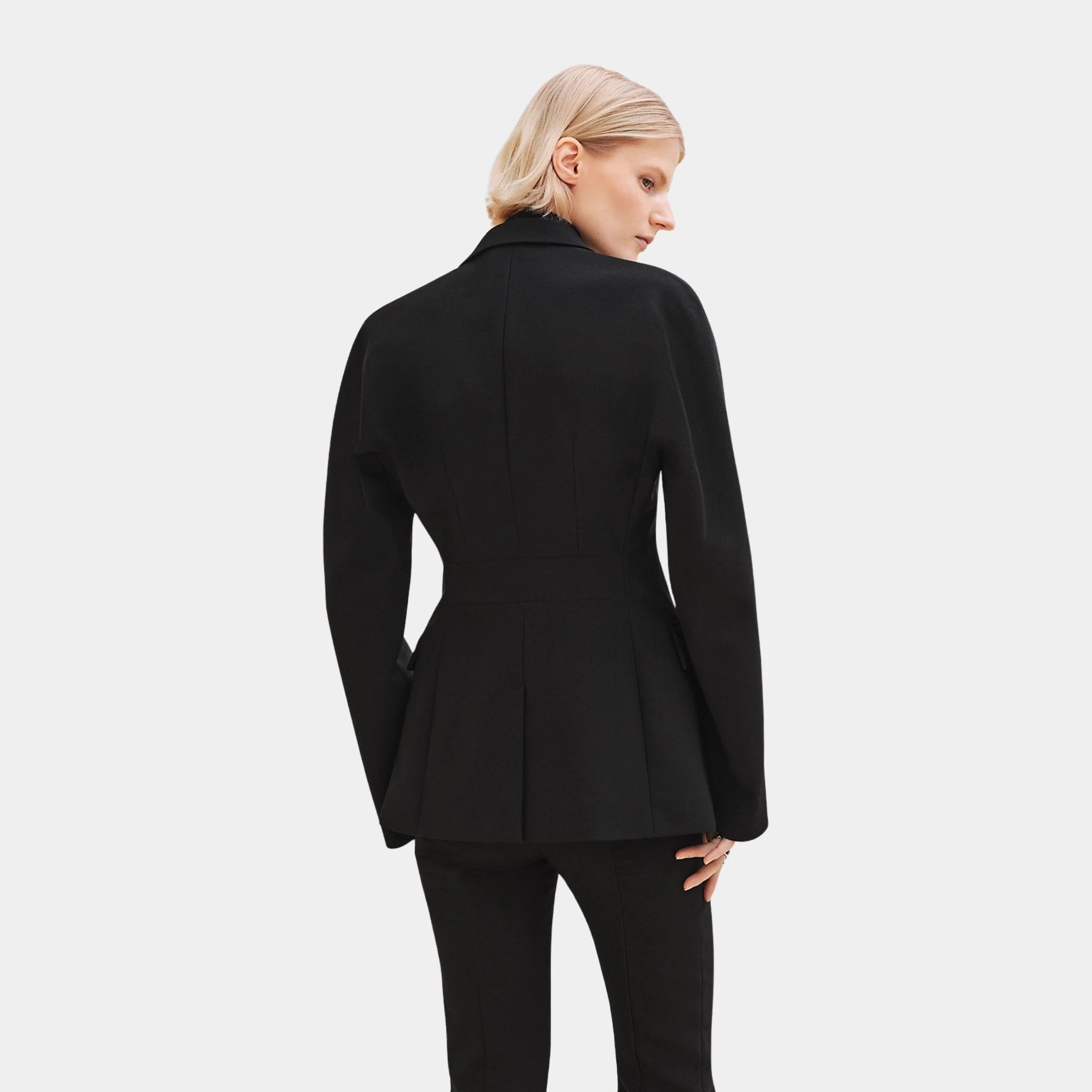 Hermes Leather Detail Tipped Jacket, Noir, Back